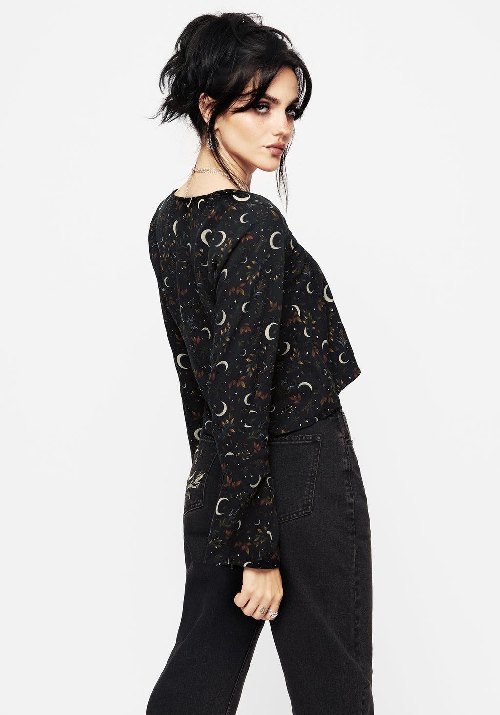 Sickle Moon Flute Sleeve Button Up Top Product Image