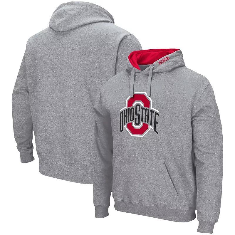 Men's Colosseum Heather Gray Ohio State Buckeyes Arch & Logo 3.0 Pullover Hoodie, Size: XL, Grey Product Image