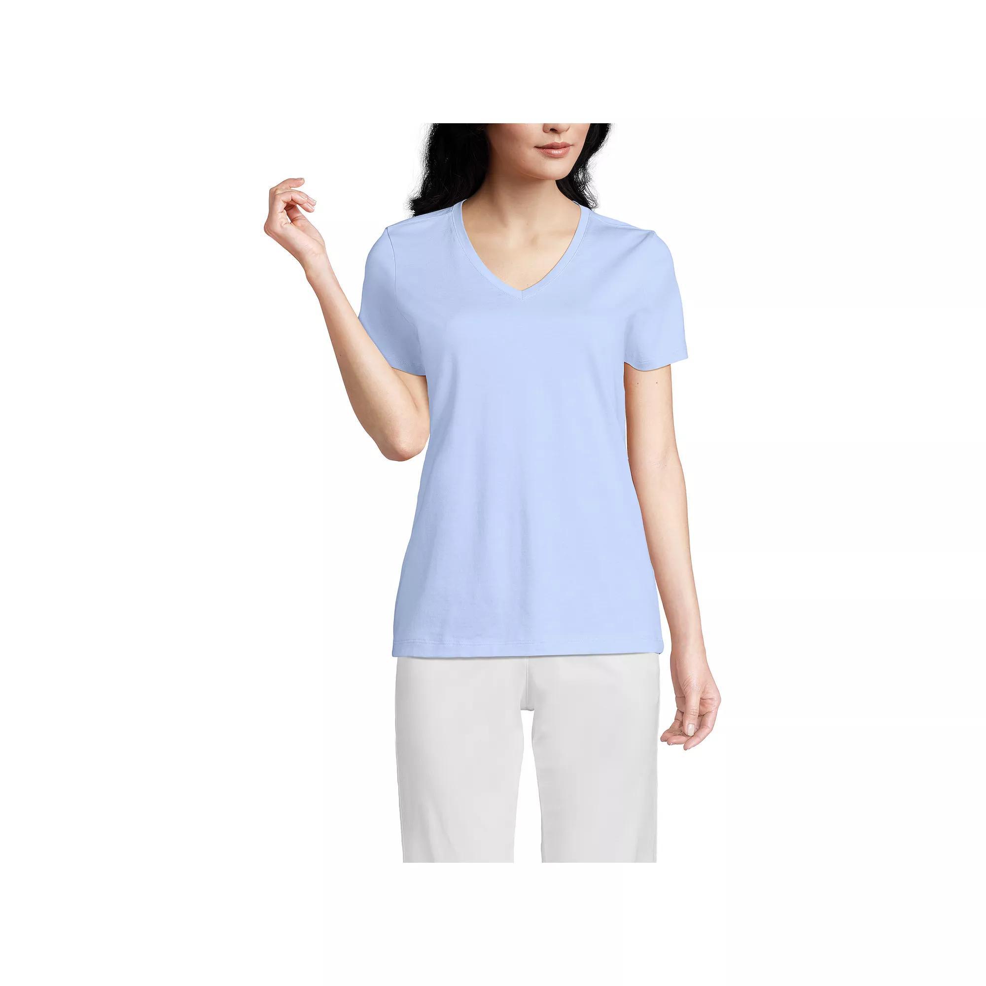 Women's Lands' End Relaxed-Fit Supima Cotton V-Neck Tee, Size: Small, Soft  Blue Product Image