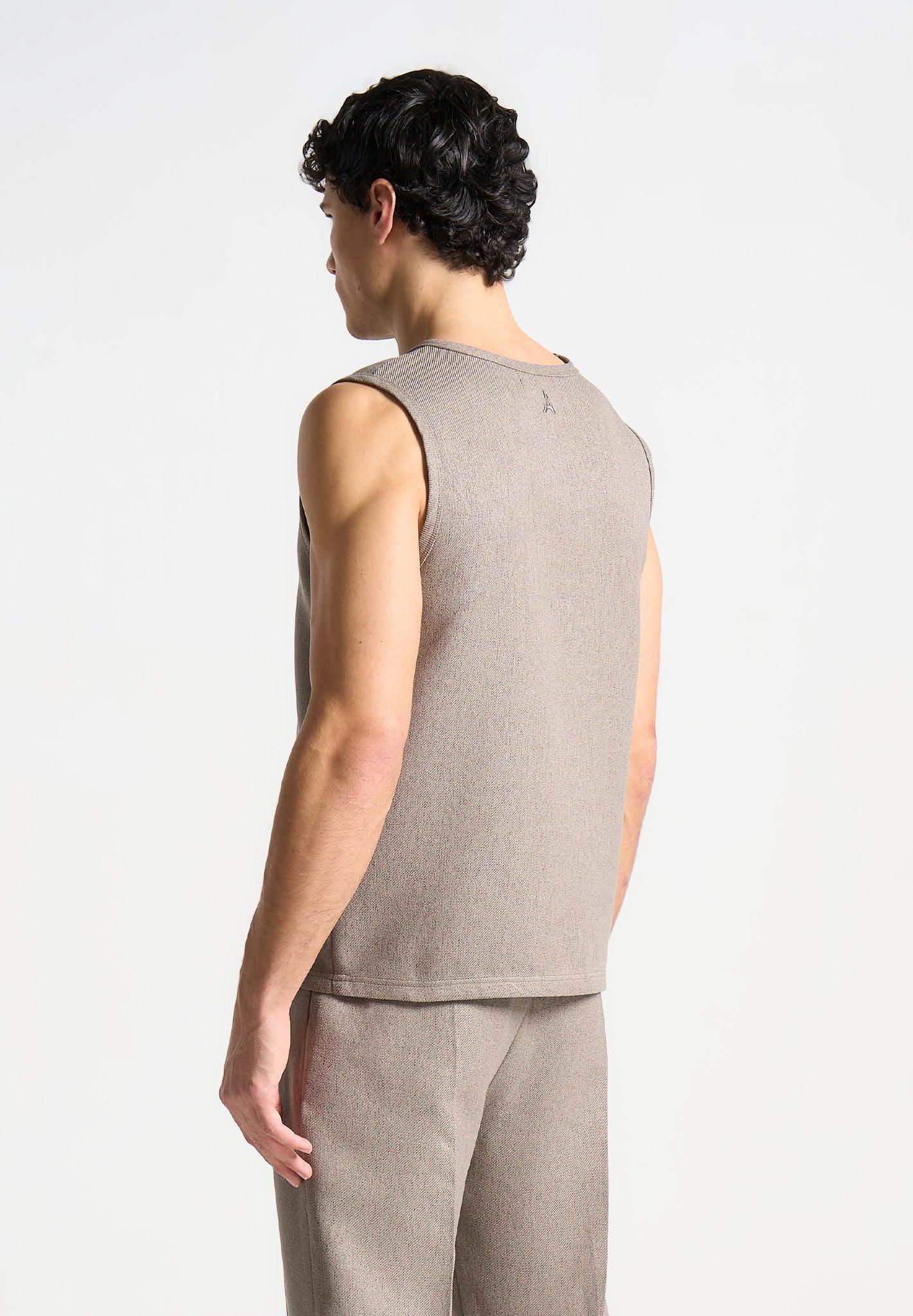 Fabien - Boxy Textured Vest - Taupe Male Product Image