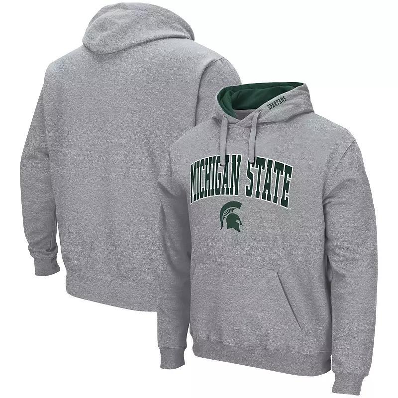 Men's Colosseum Heather Gray Michigan State Spartans Arch & Logo 3.0 Pullover Hoodie, Size: Small, Grey Product Image