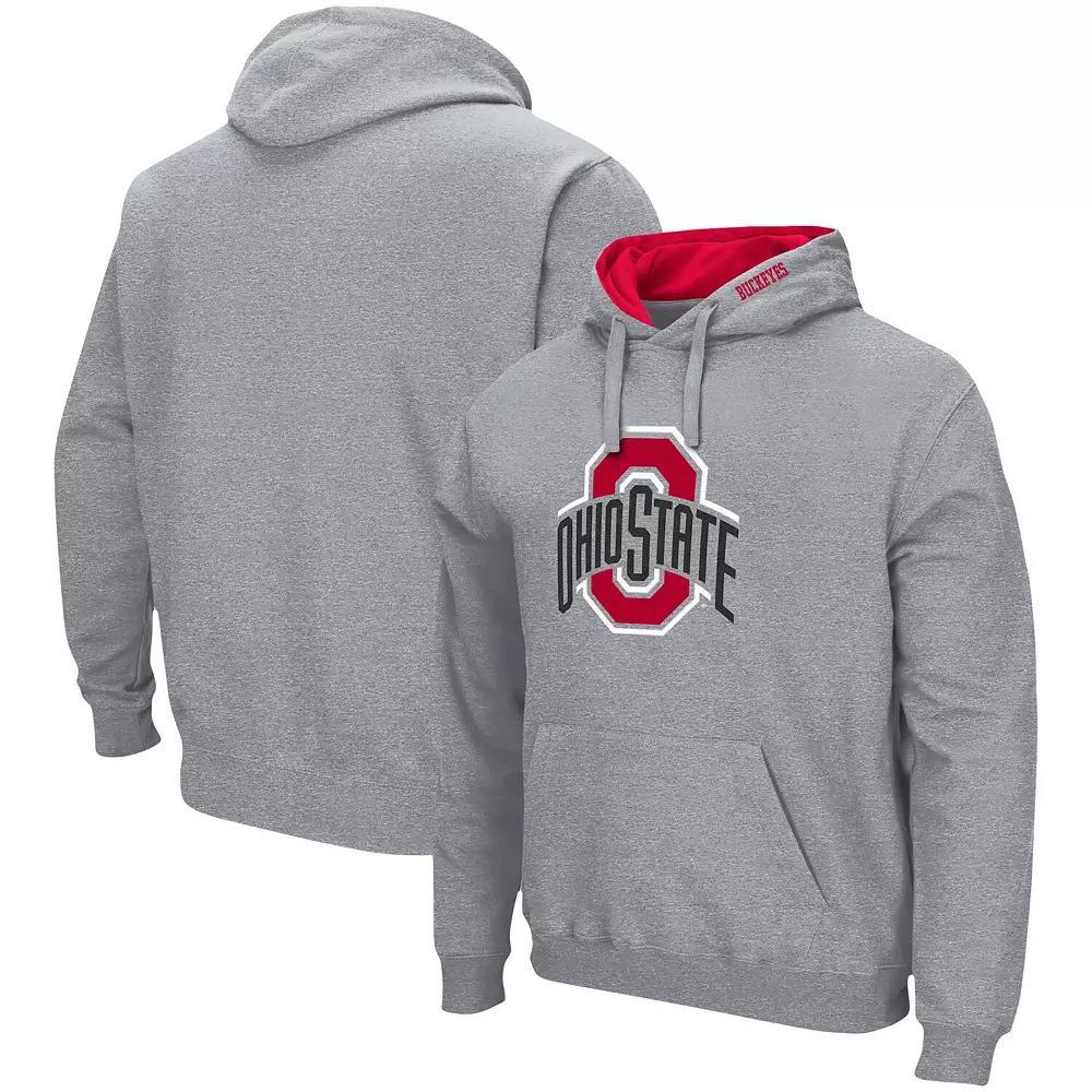 Men's Colosseum Heather Gray Ohio State Buckeyes Arch & Logo 3.0 Pullover Hoodie, Size: XL, Grey Product Image