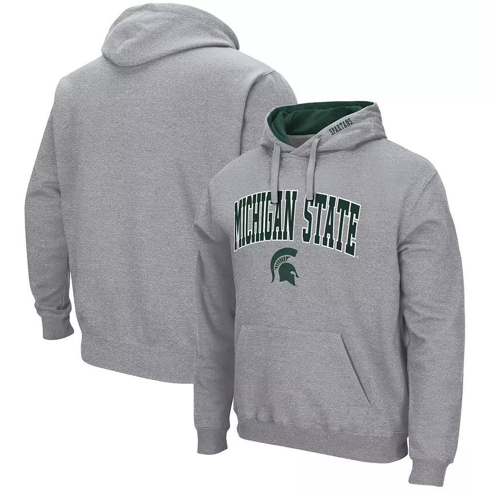 Men's Colosseum Heather Gray Michigan State Spartans Arch & Logo 3.0 Pullover Hoodie, Size: Small, Grey Product Image
