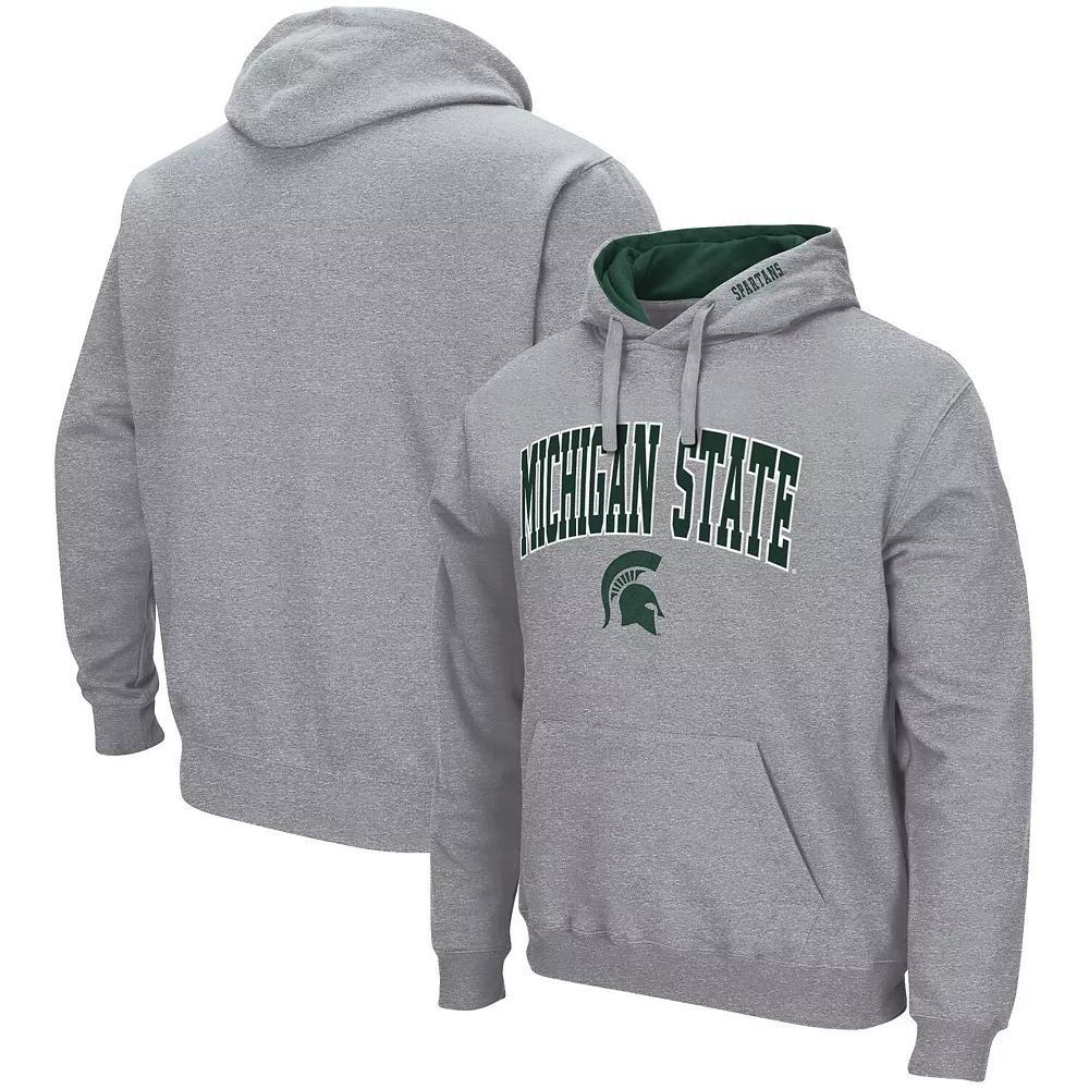 Men's Colosseum Heather Gray Michigan State Spartans Arch & Logo 3.0 Pullover Hoodie, Size: Small, Grey Product Image