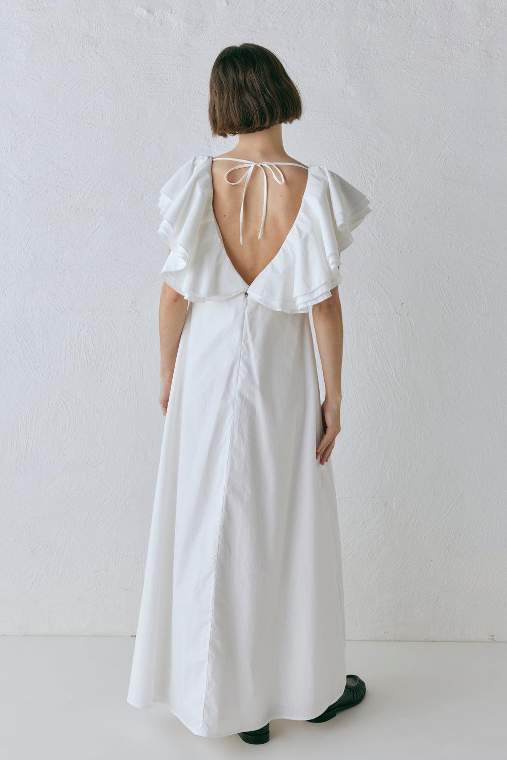 Party Nights Frill Midi Dress White Product Image