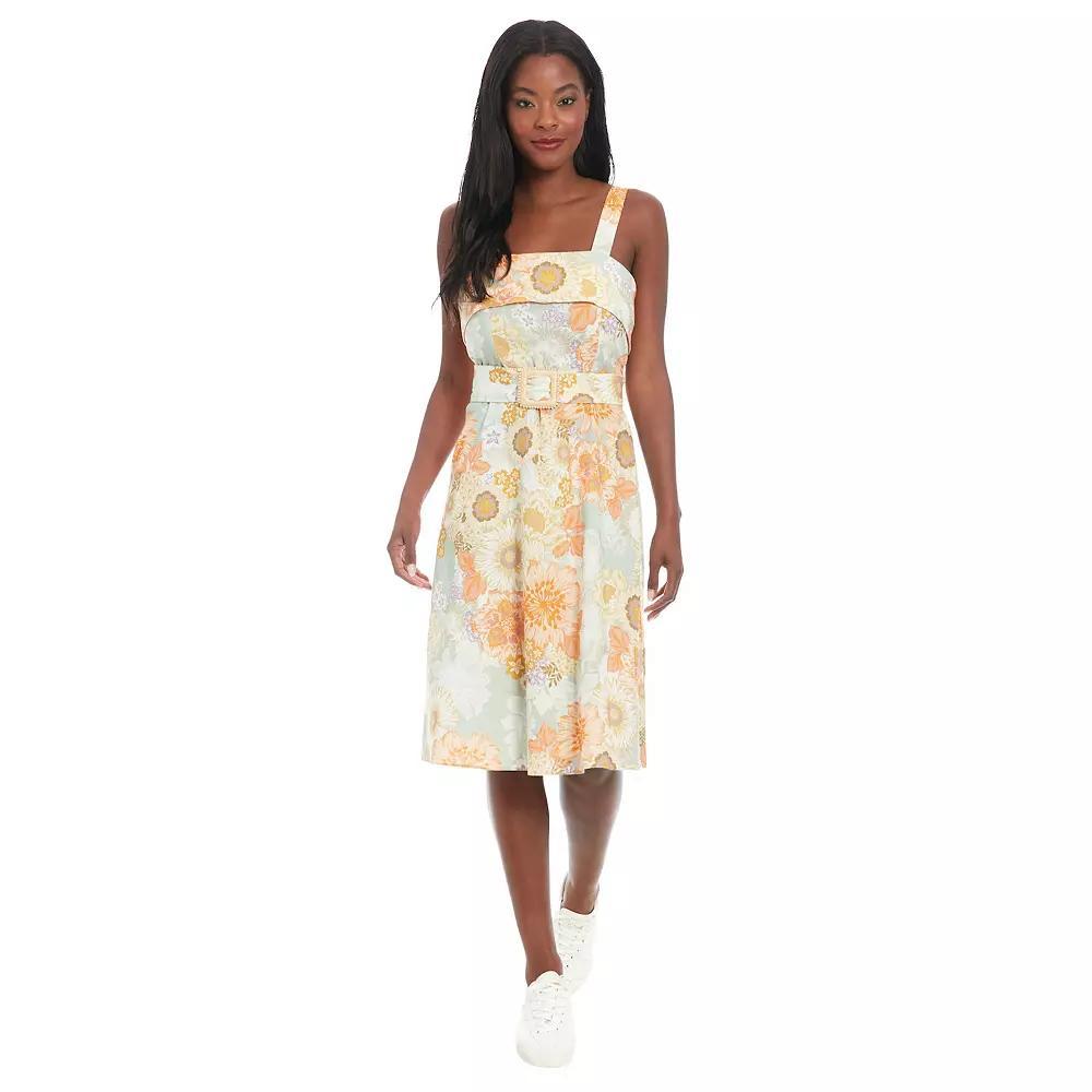 Women's London Times Fold Over Top Belted Midi Dress, Size: 6, Sage Pink Product Image