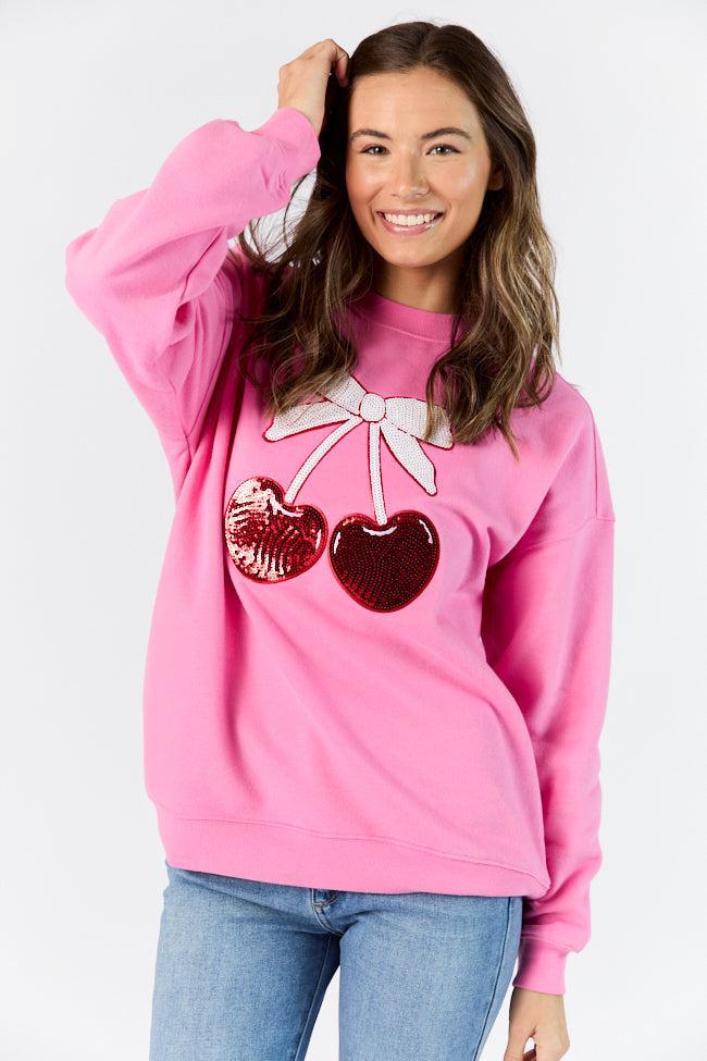 Cherry Patch Pink Oversized Sweatshirt FINAL SALE Product Image