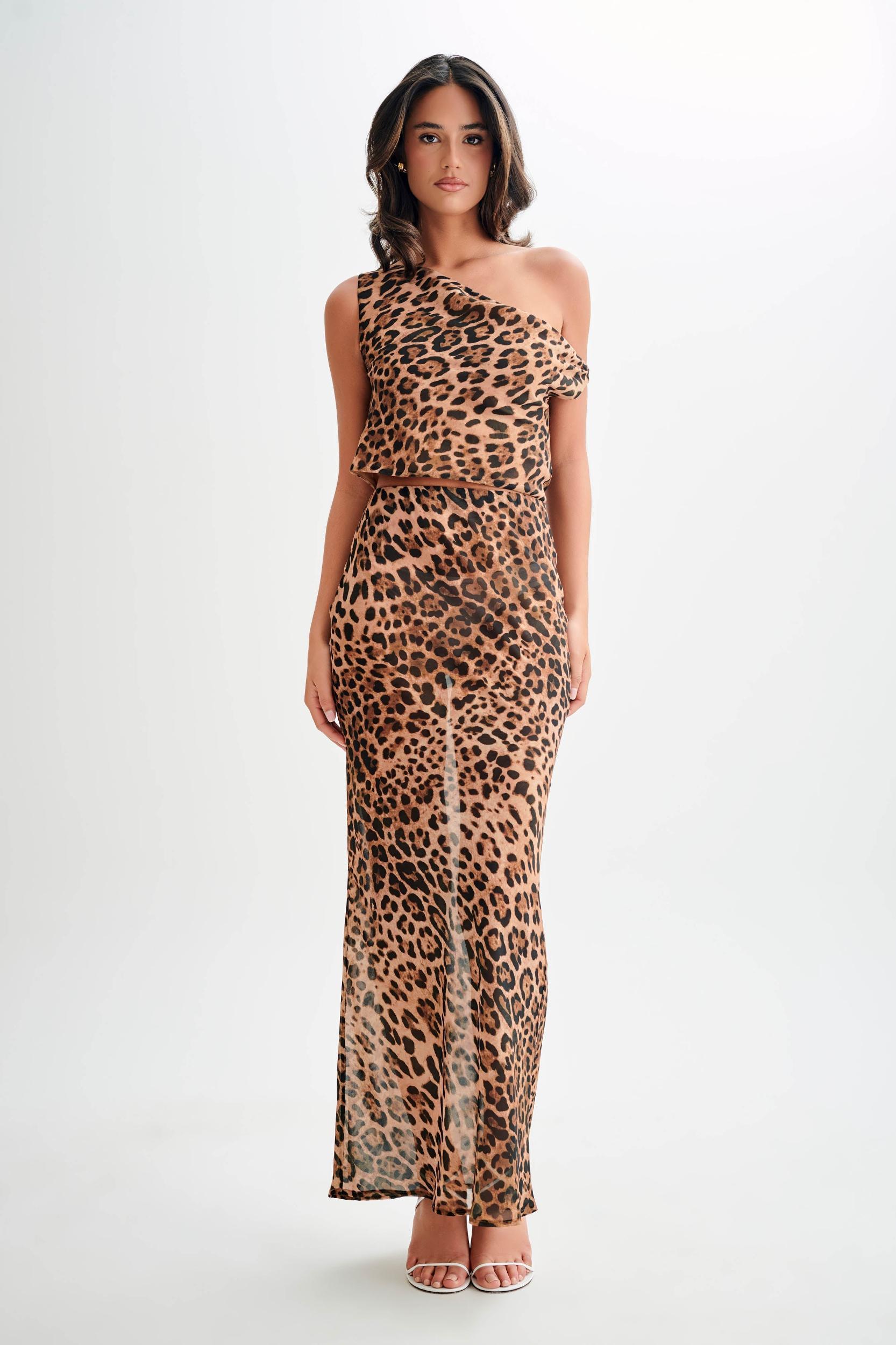 Yvonne Chiffon Maxi Skirt - Leopard Print Product Image