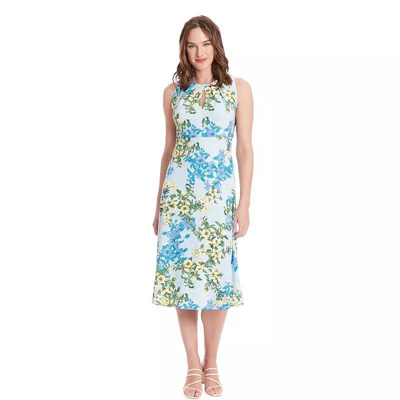Women's London Times Eyelet Keyhole Neck Midi Dress, Size: 8, Yellow Product Image
