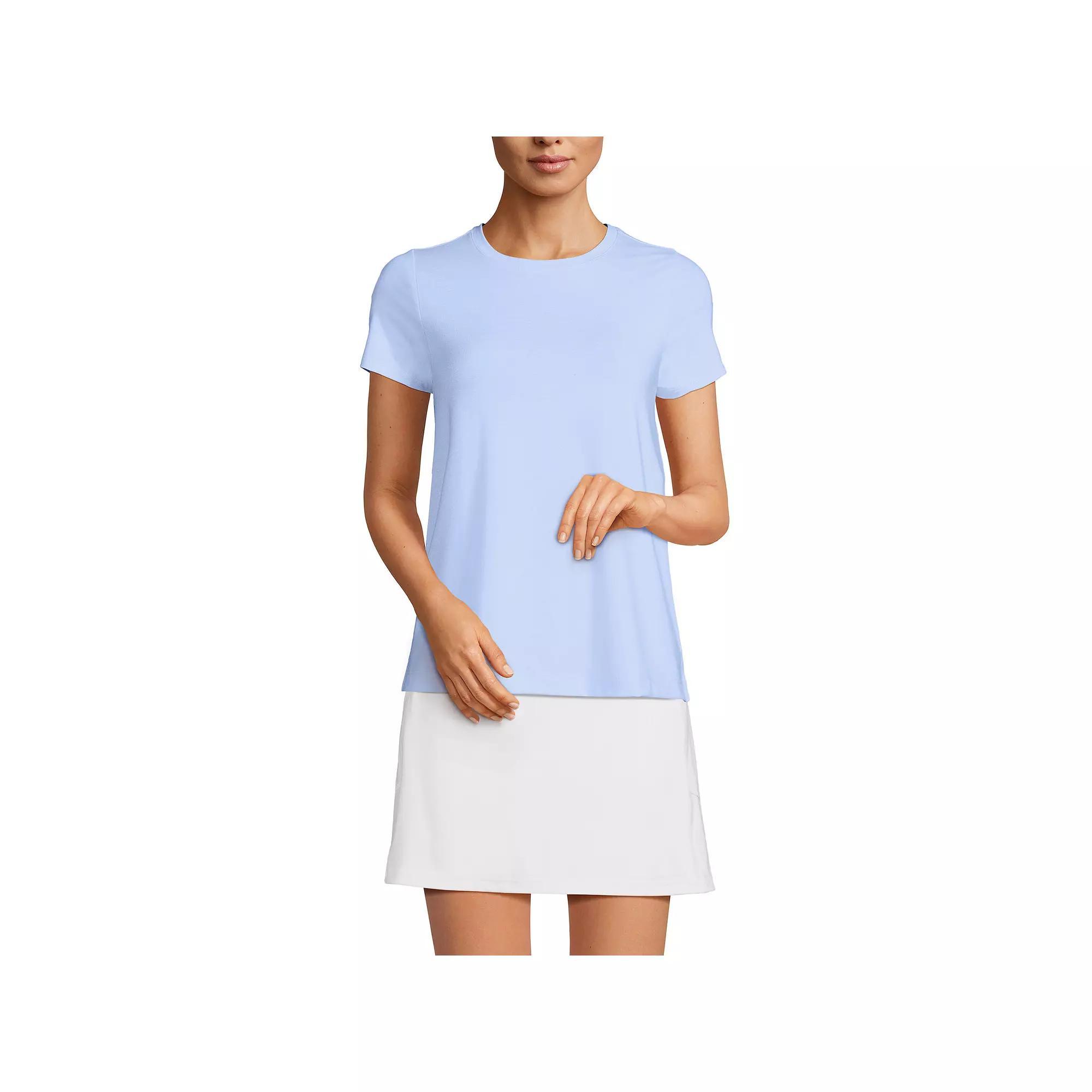 Women's Lands' End Power Performance Short Sleeve Crewneck T-Shirt, Size: Large, Soft  Blue Product Image