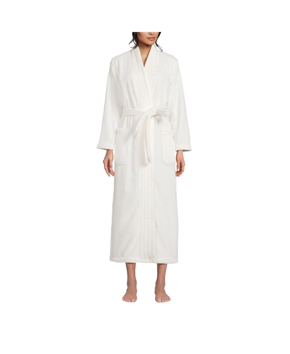 Womens Lands End Cozy Plush Long Wrap Robe Soft Tea Pink Product Image