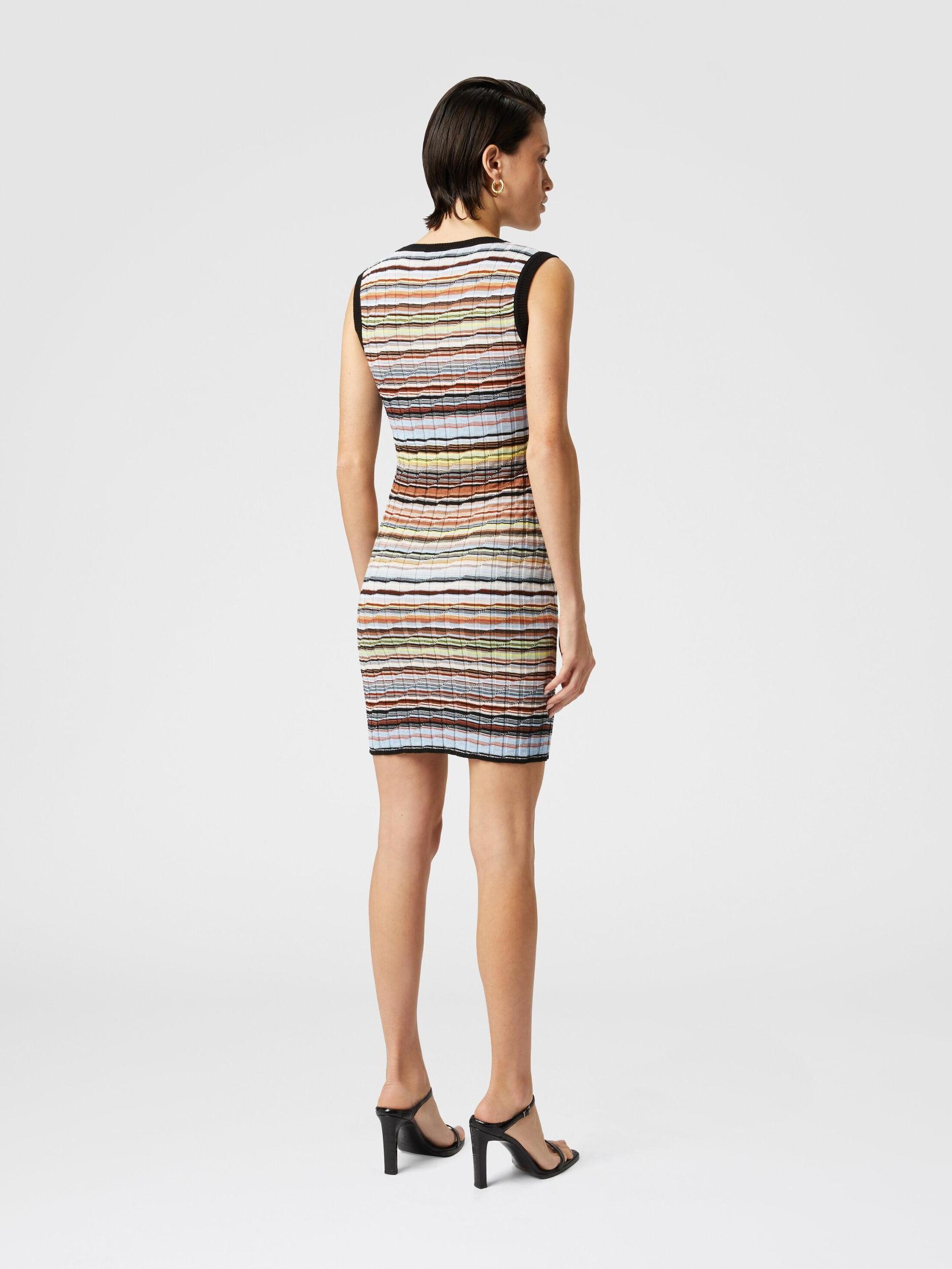 Striped ribbed cotton and viscose mini-dress with contrasting piping Product Image