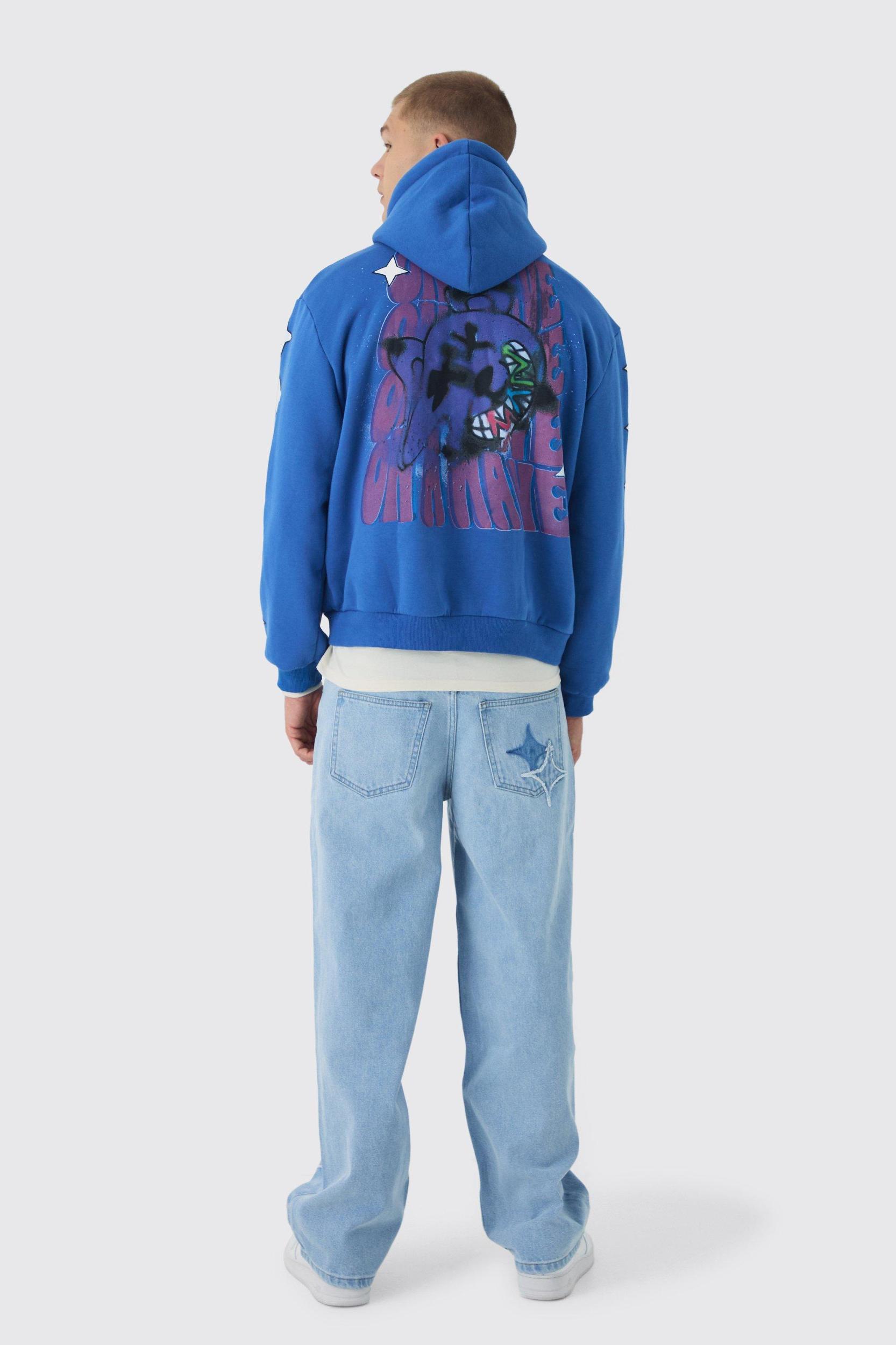 Relaxed Rigid Star Applique Denim Jeans | boohooMAN USA Product Image