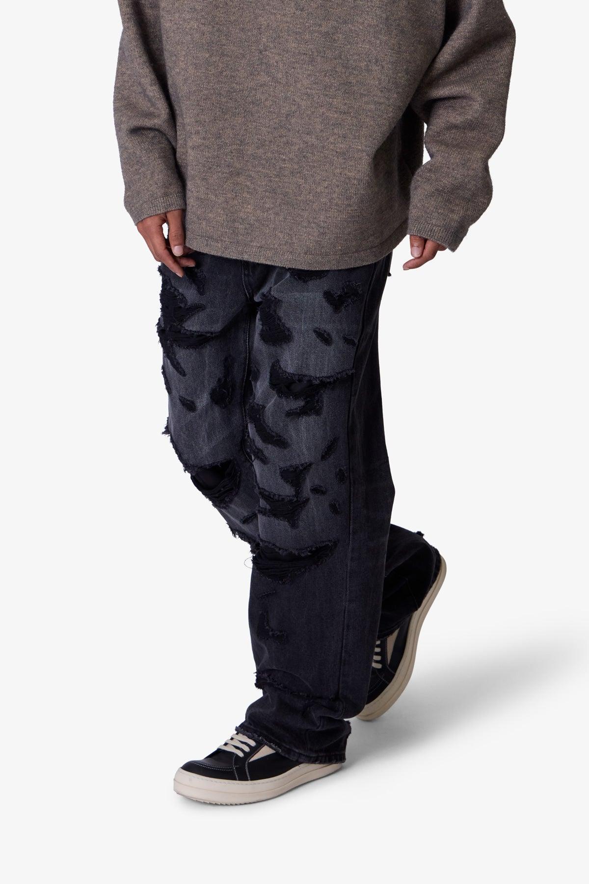 Ultra Baggy Thrashed Denim - Black Product Image