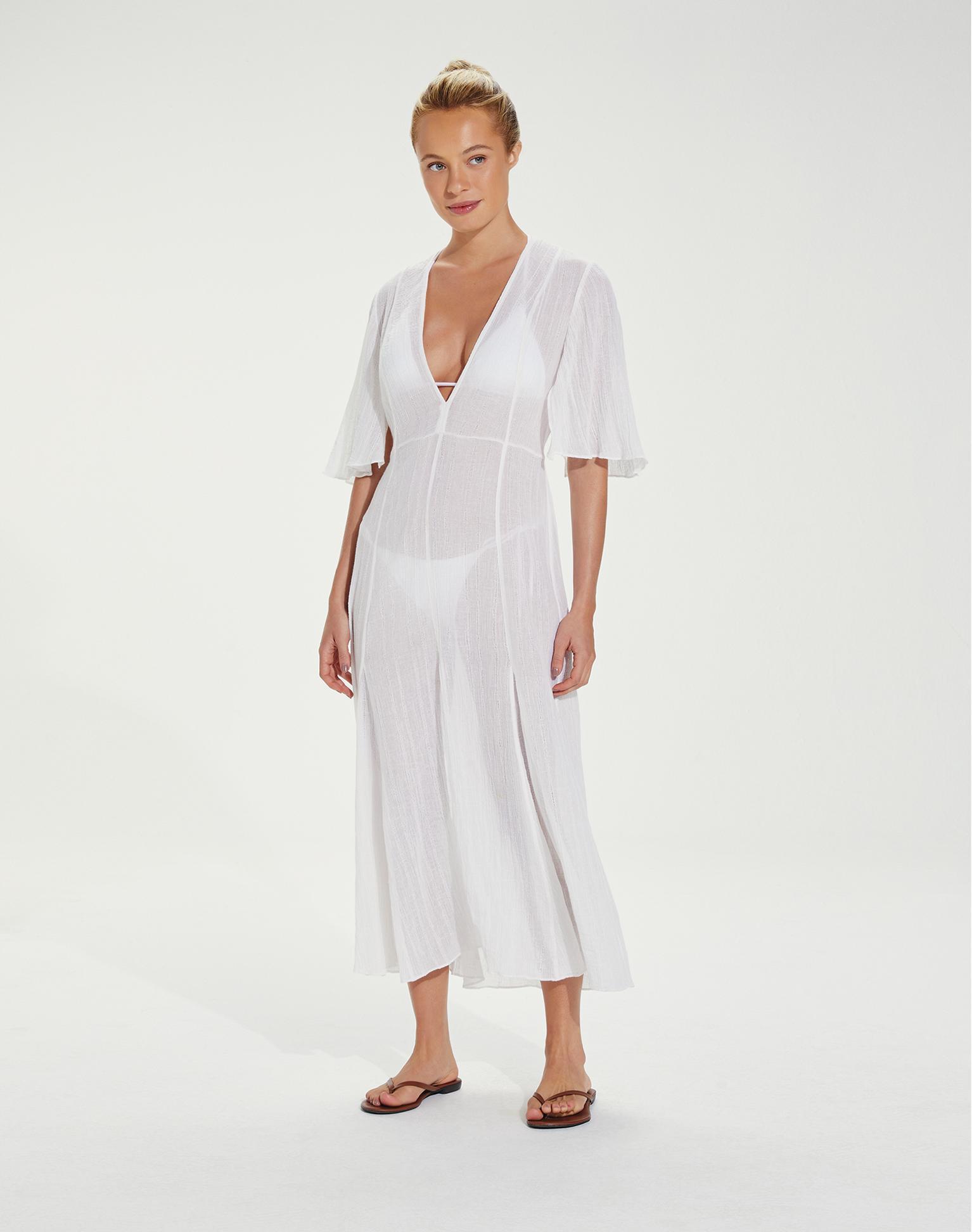 Long Malia Caftan - White Product Image