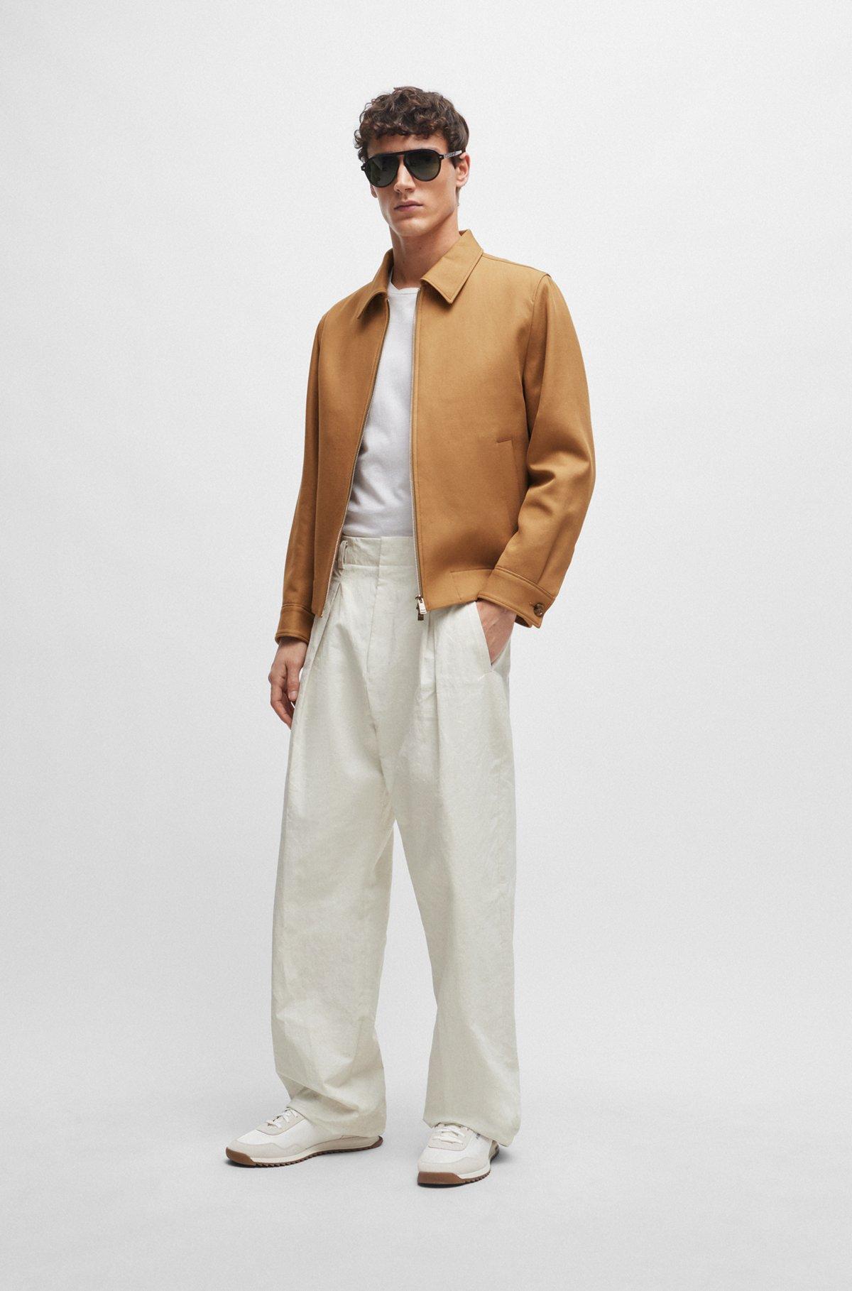 Textured-fabric lace-up trainers with suede trims Product Image