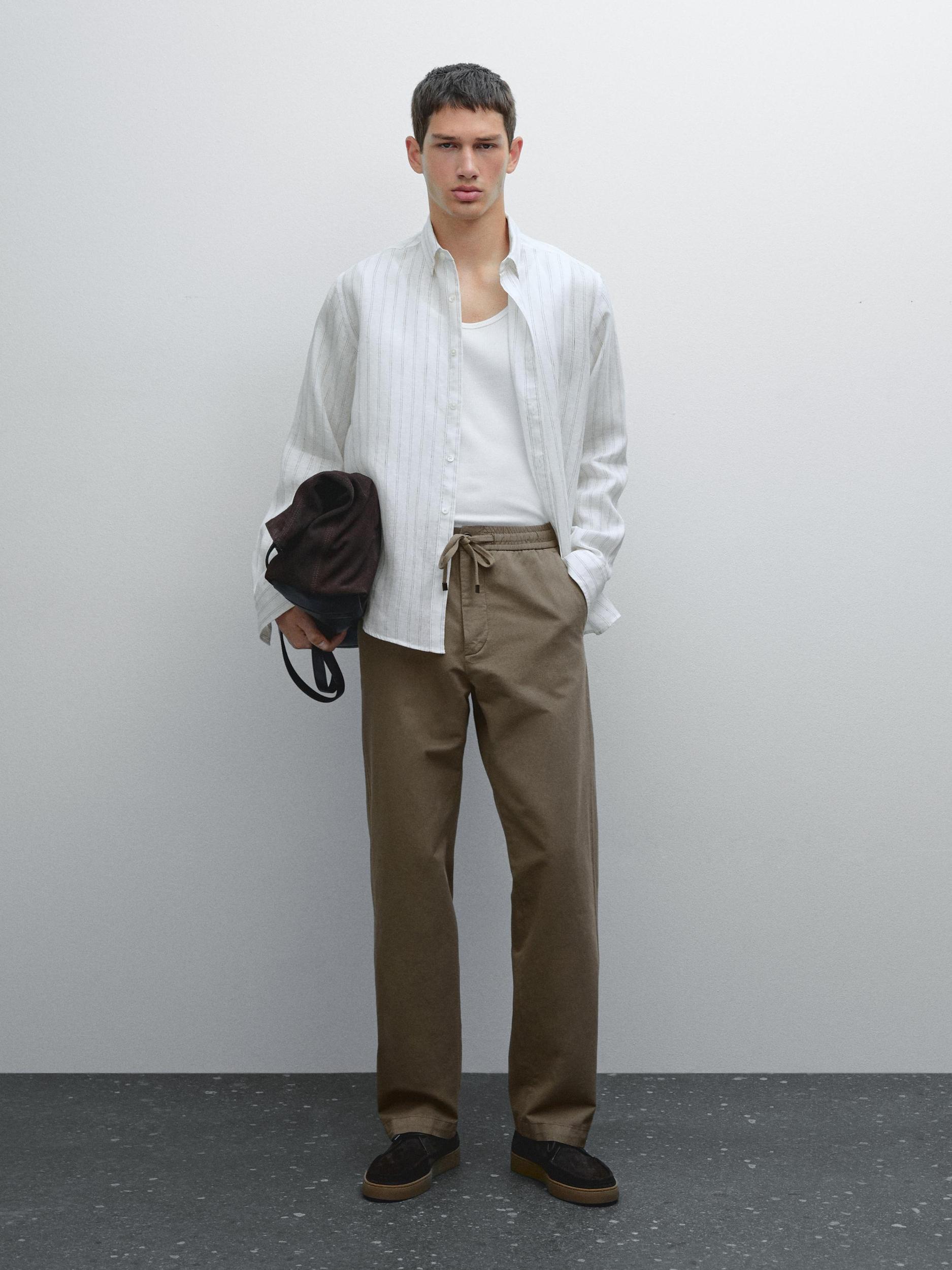 Cotton blend jogger fit trousers Product Image