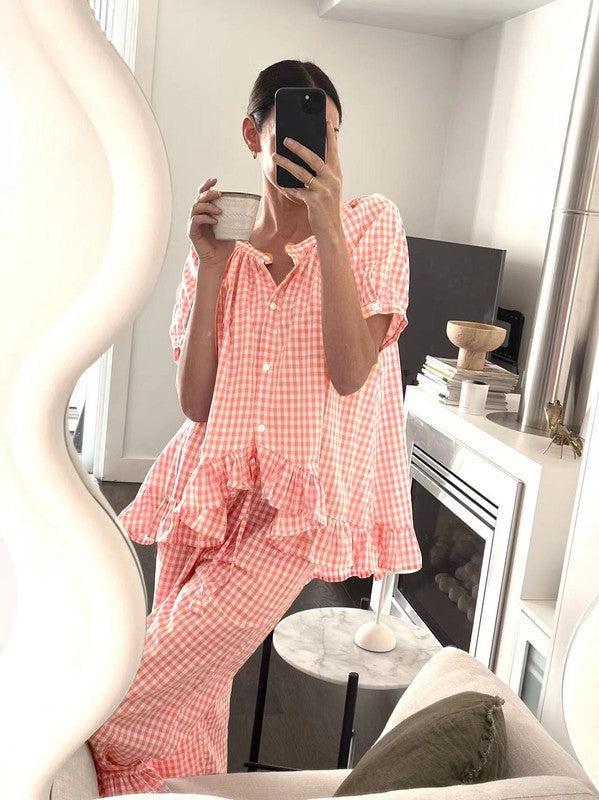 Gingham two piece lounge set Product Image