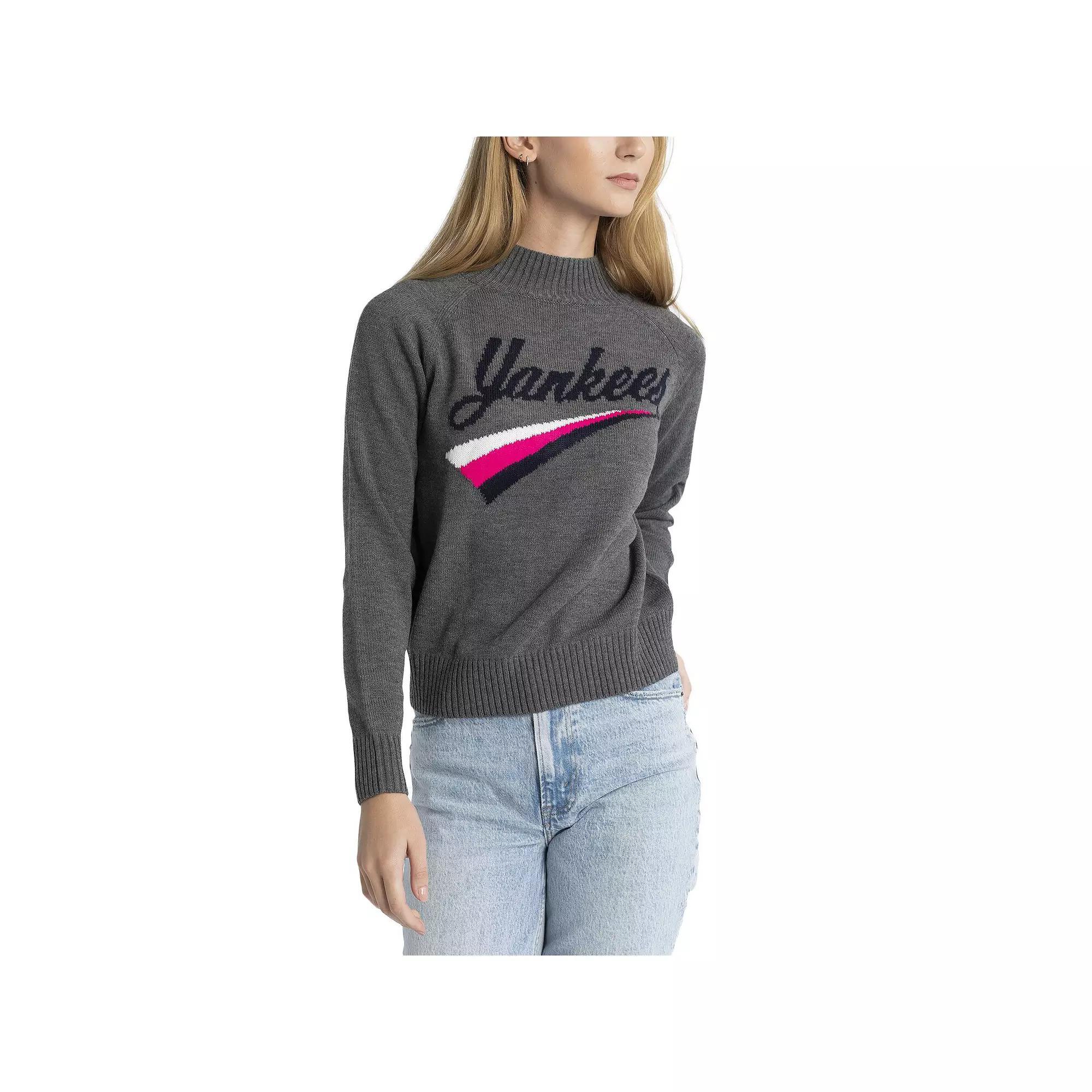 Women's Lusso  Gray New York Yankees Serena Raglan Pullover Sweater, Size: Small, Grey Product Image