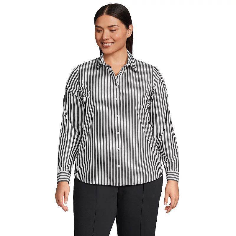 Plus Size Lands' End Wrinkle-Free No Iron Button-Front Shirt, Women's, Size: 16 W, White Product Image