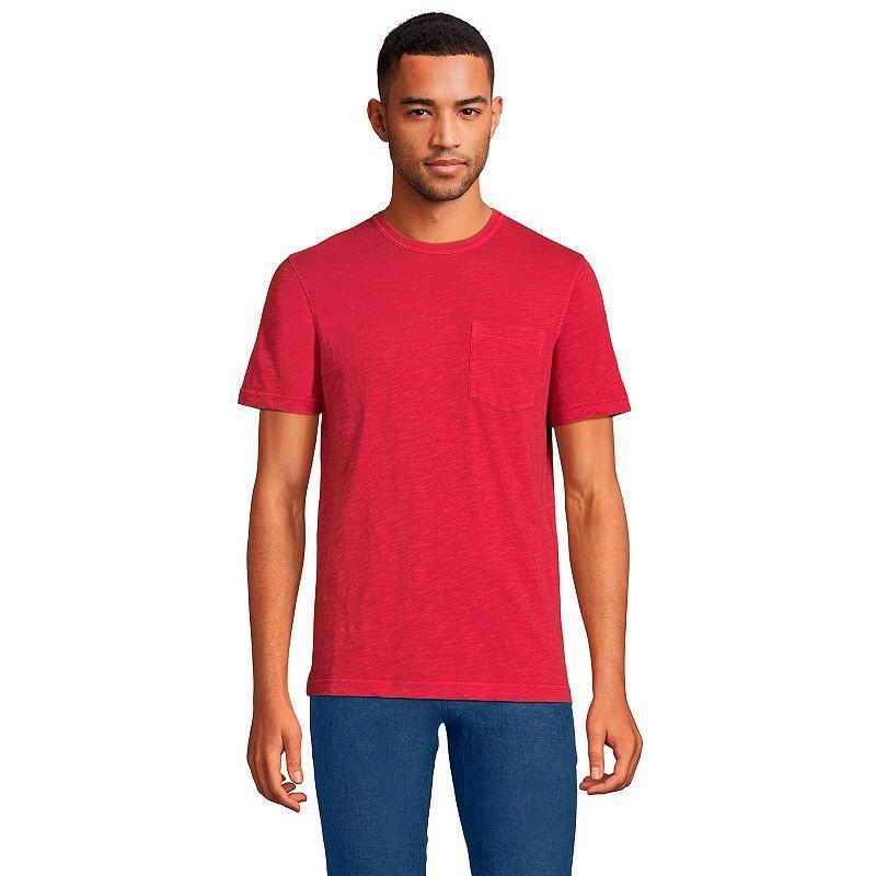 Mens Lands End Short Sleeve Pocket Tee Deep Blue Product Image