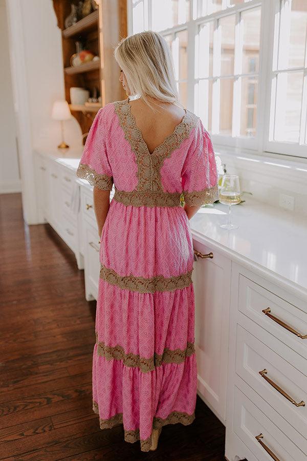 Key To My Heart Lace Maxi Dress in Pink Product Image