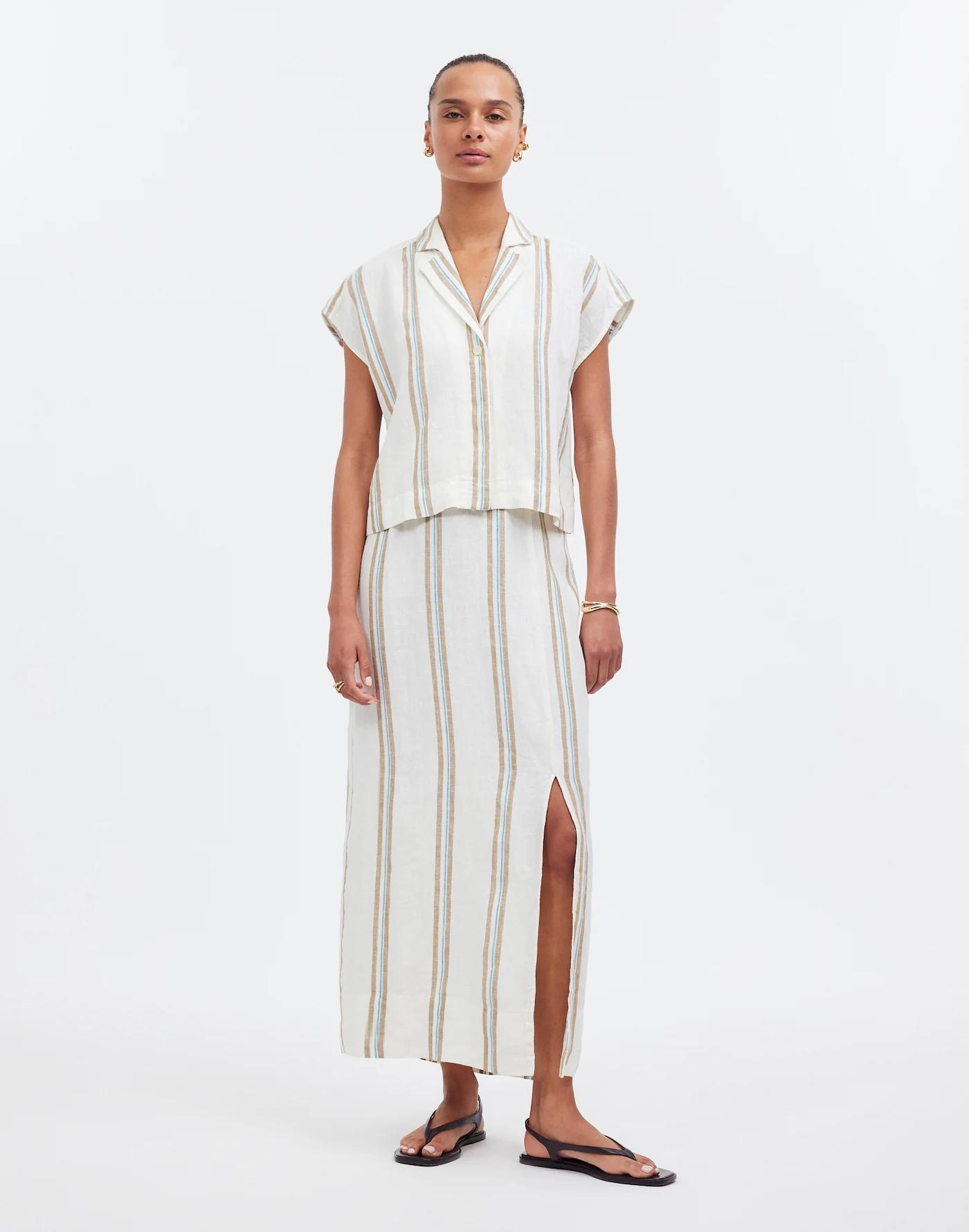 Column Maxi Skirt in 100% Linen Product Image