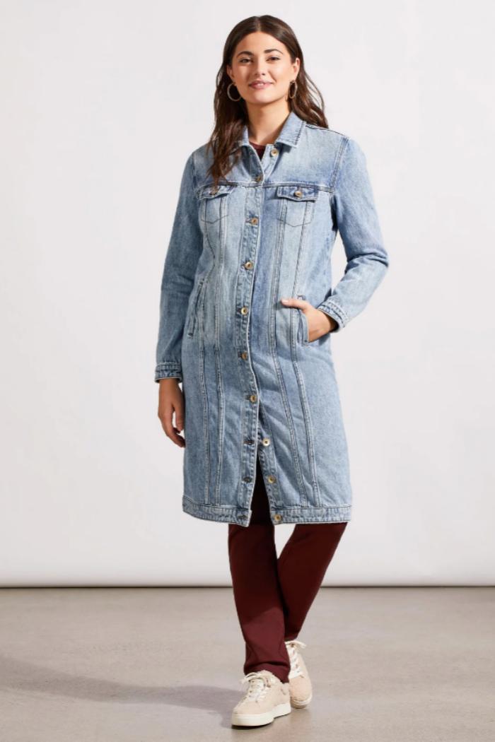 Pocketed Denim Duster Jacket Product Image