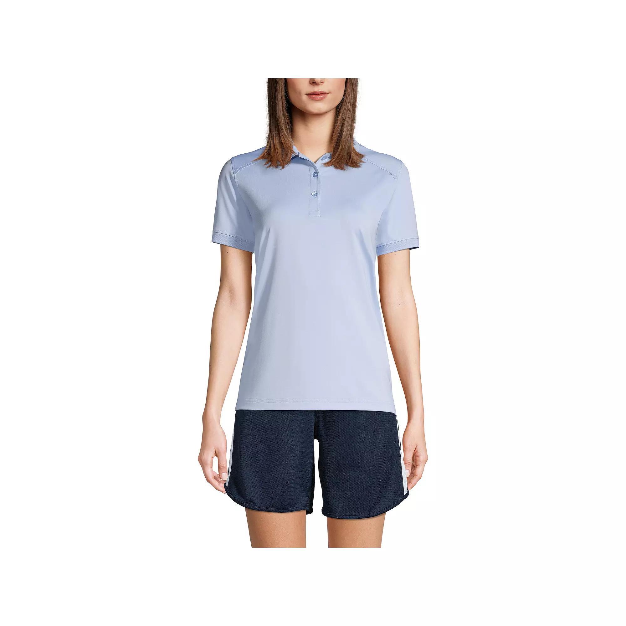 Women's Lands' End Short Sleeve Rapid Dry Polo Shirt, Size: Large, Blue Product Image
