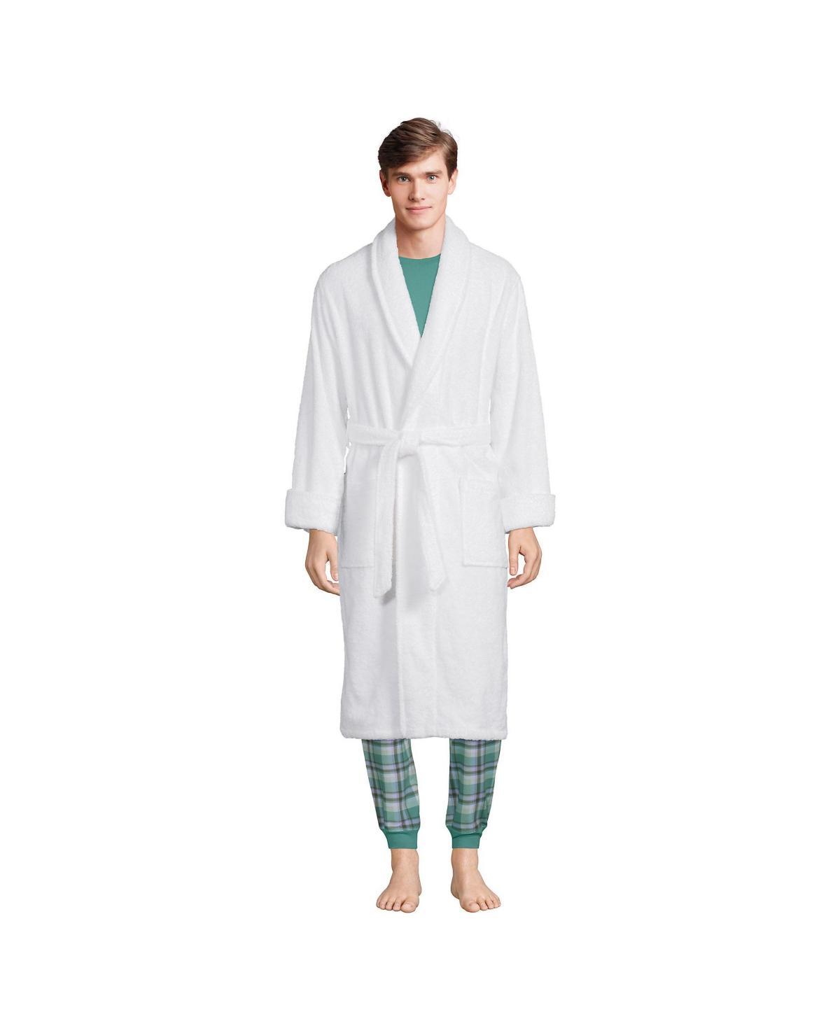 Big & Tall Lands' End Calf-Length Turkish Terry Robe, Men's, Size: Medium Tall, White Product Image