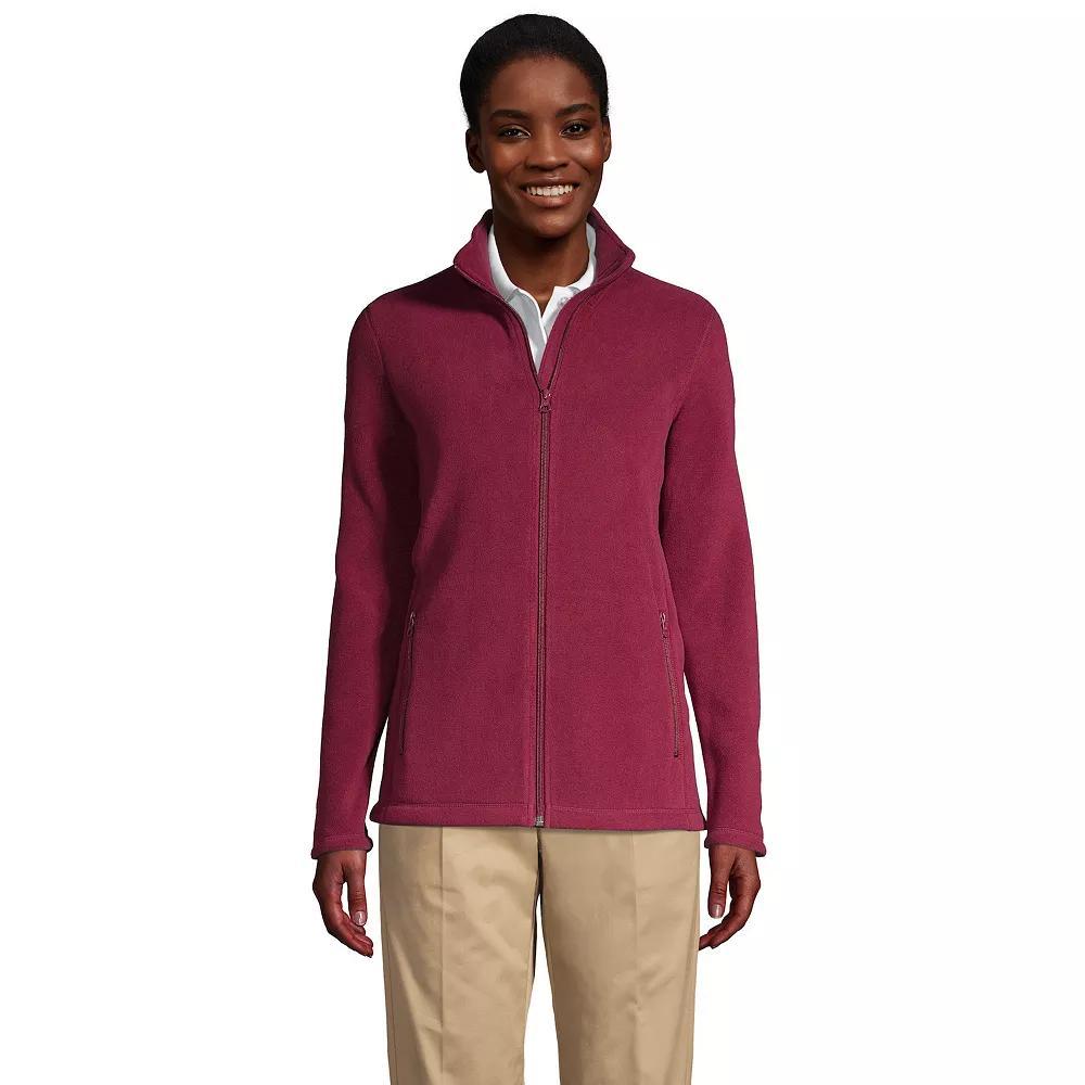 Women's Lands' End Full-Zip Long Sleeve Fleece Jacket, Size: Medium, Blue Product Image