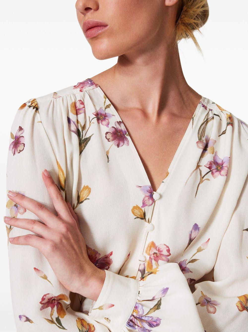 floral-print crepe de chine shirt Product Image