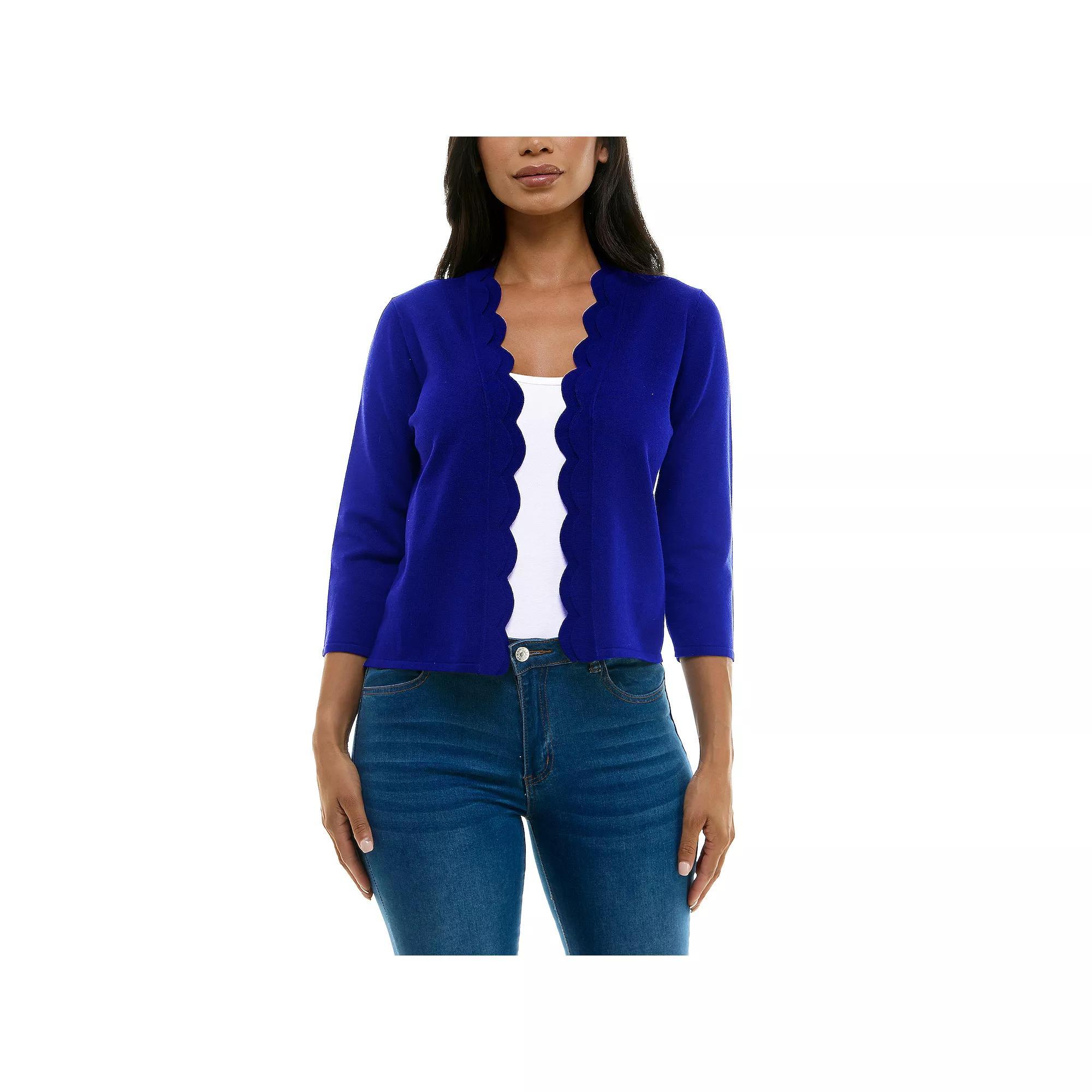 Women's Nina Leonard Scallop Hem Bolero Cardigan, Size: XL, Nina Red Product Image