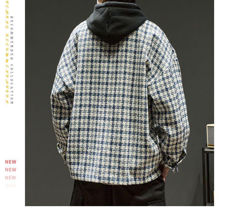 Plaid Button-Up Shirt Jacket Product Image