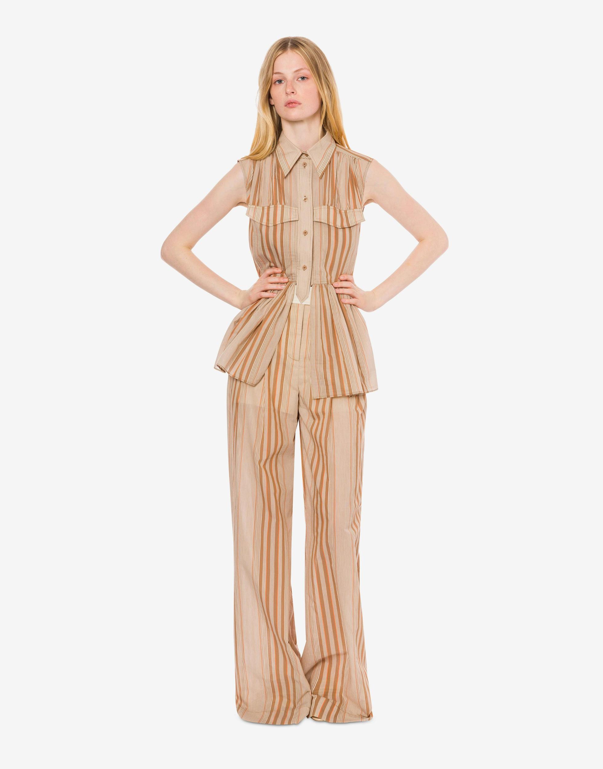 Muslin shirt top with alternating stripes Product Image