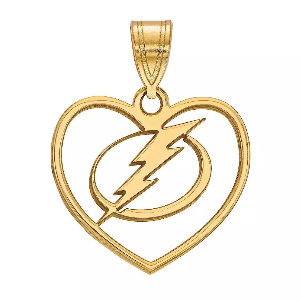 LogoArt Sterling Silver Tampa Bay Lightning Heart Pendant, Women's, Gold Over Sterling Product Image