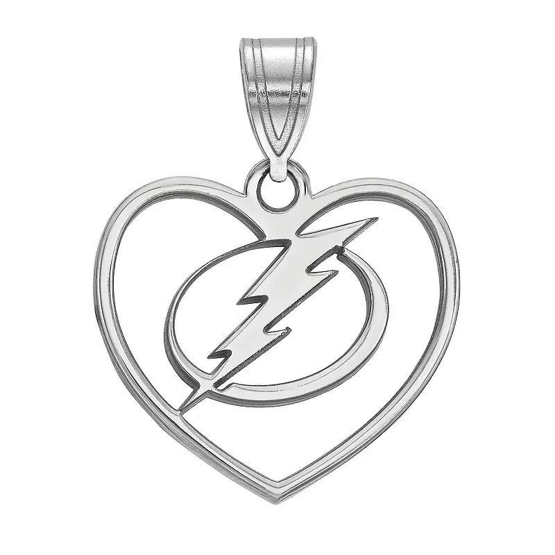 LogoArt Sterling Silver Tampa Bay Lightning Heart Pendant, Women's, Gold Over Sterling Product Image