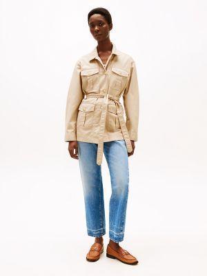 Gold Button Belted Utility Jacket Product Image
