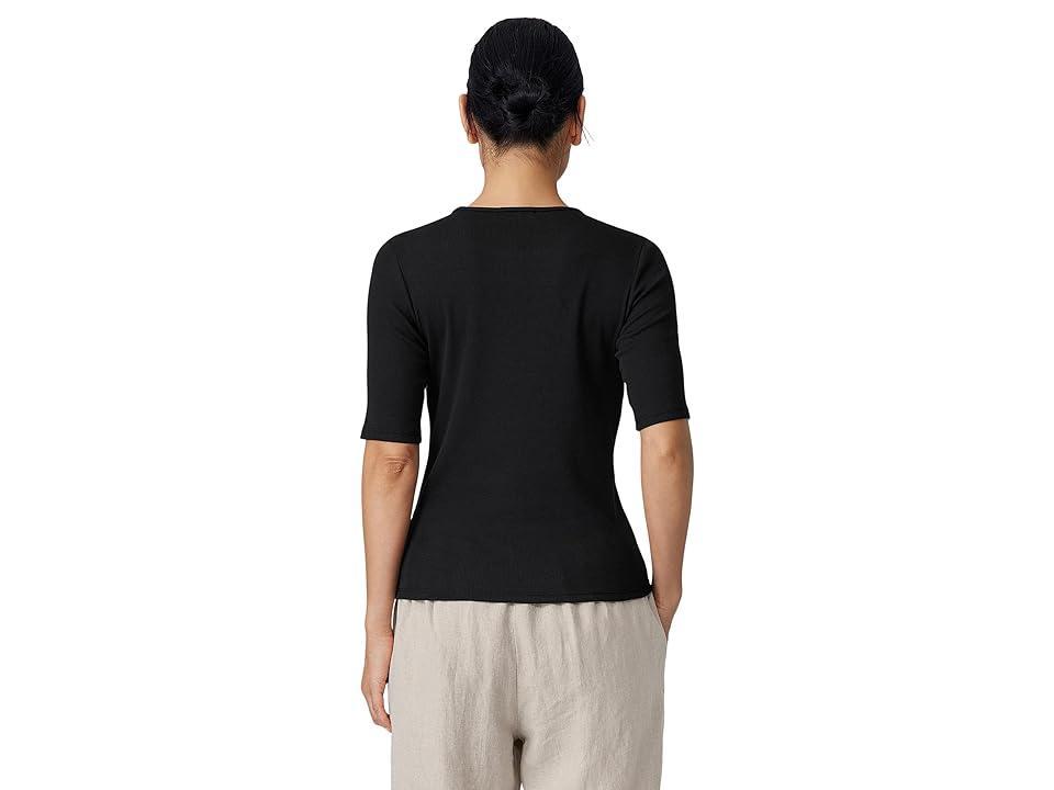 Eileen Fisher Crew Neck Elbow Sleeve Tee Women's Clothing Product Image