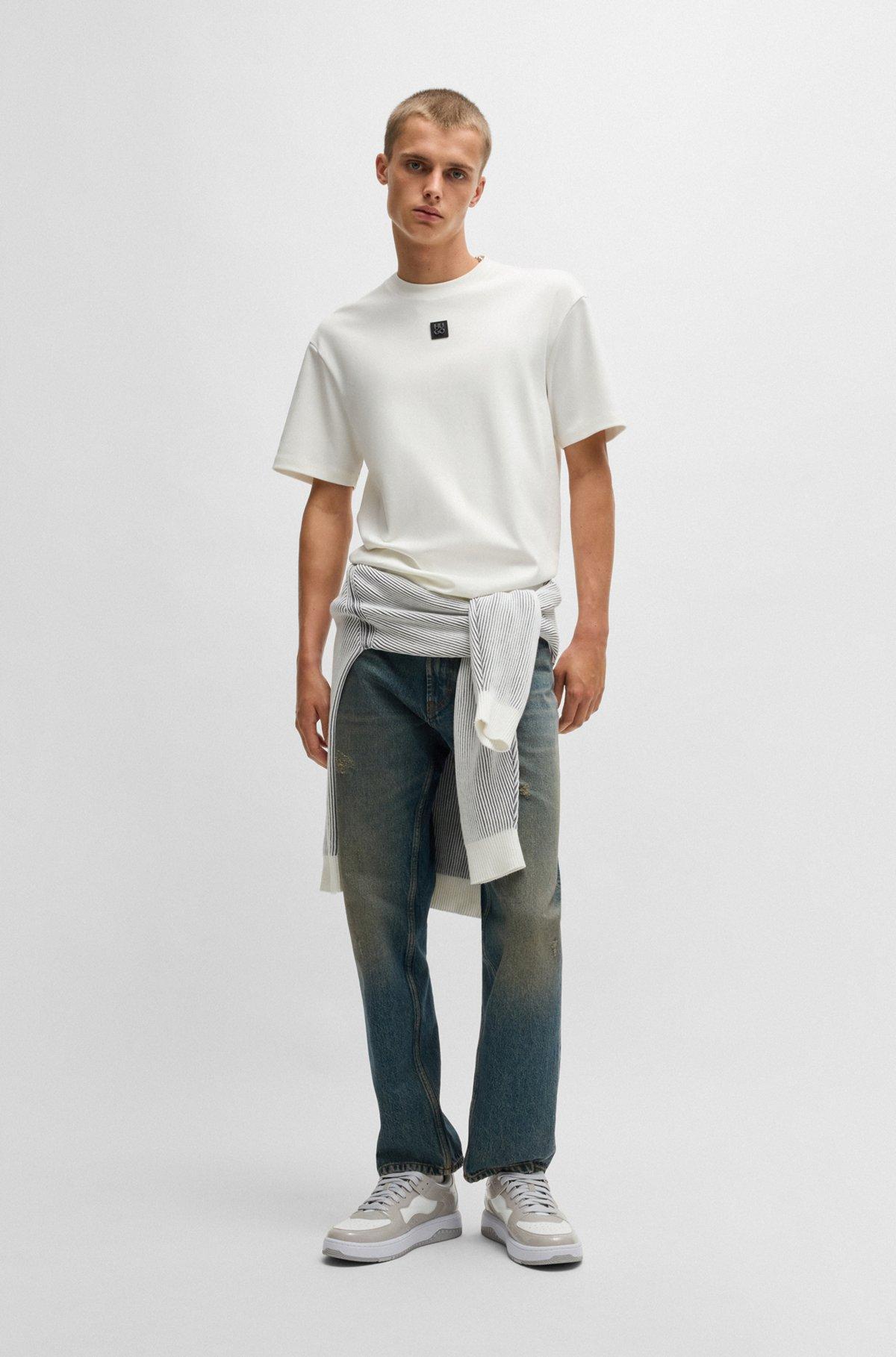 Interlock-cotton regular-fit T-shirt with stacked logo Product Image
