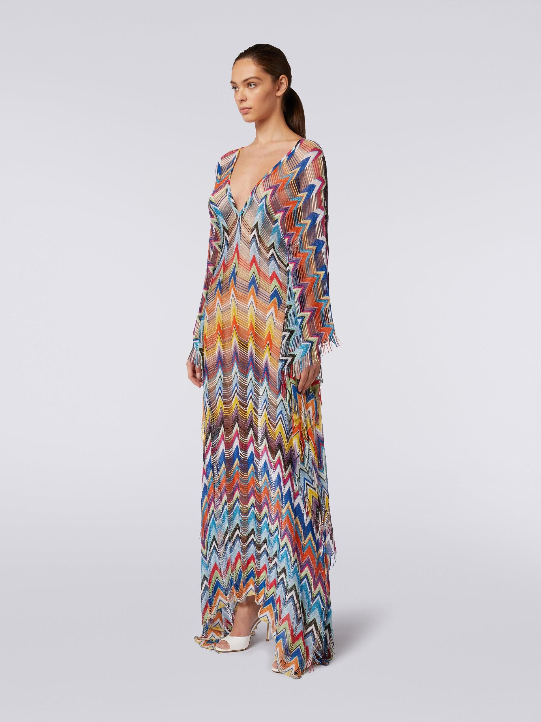 Fringed long cover-up kaftan with lurex Product Image