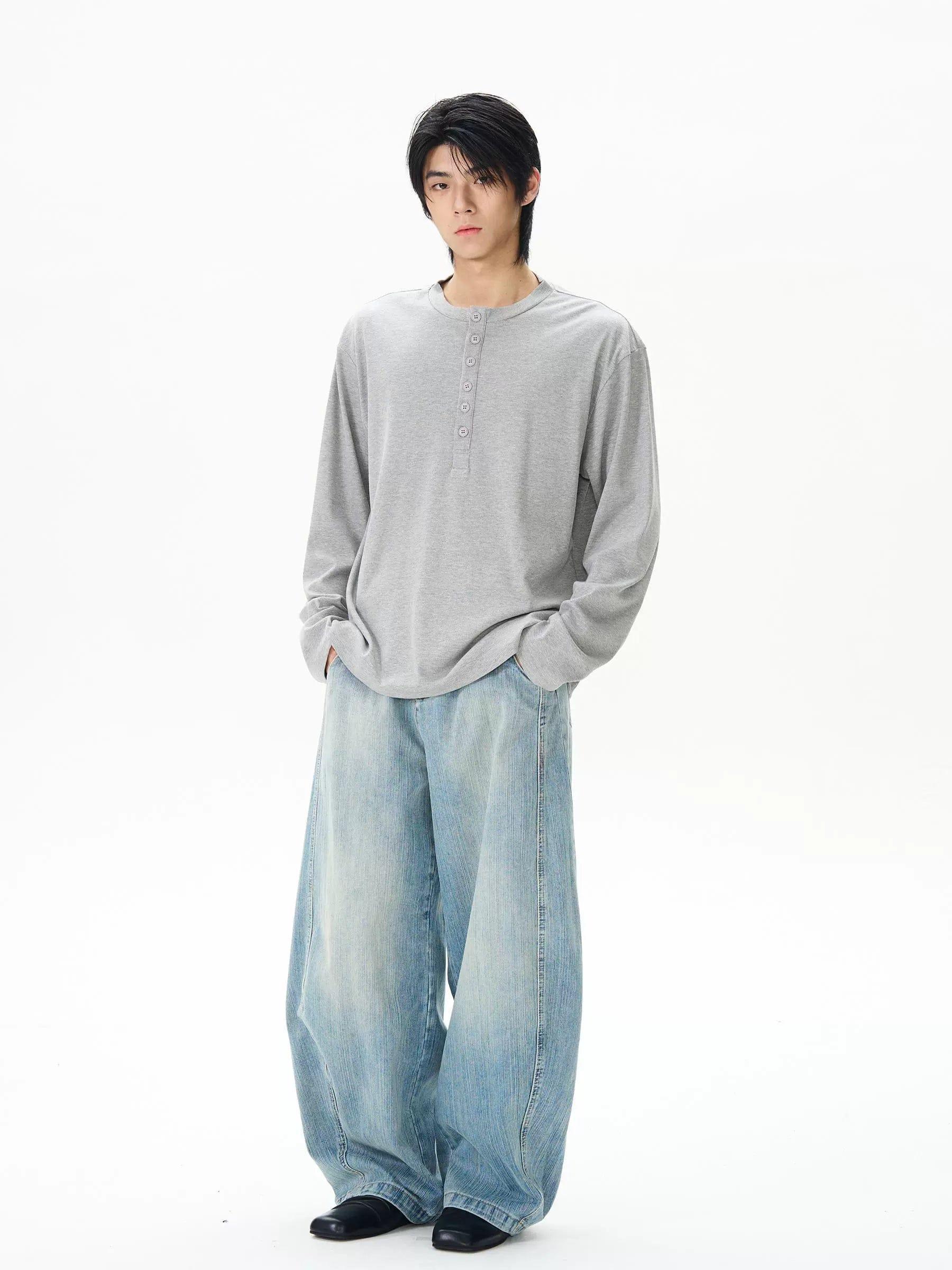 RT No. 12133 LIGHT BLUE BAGGY DENIM JEANS Product Image