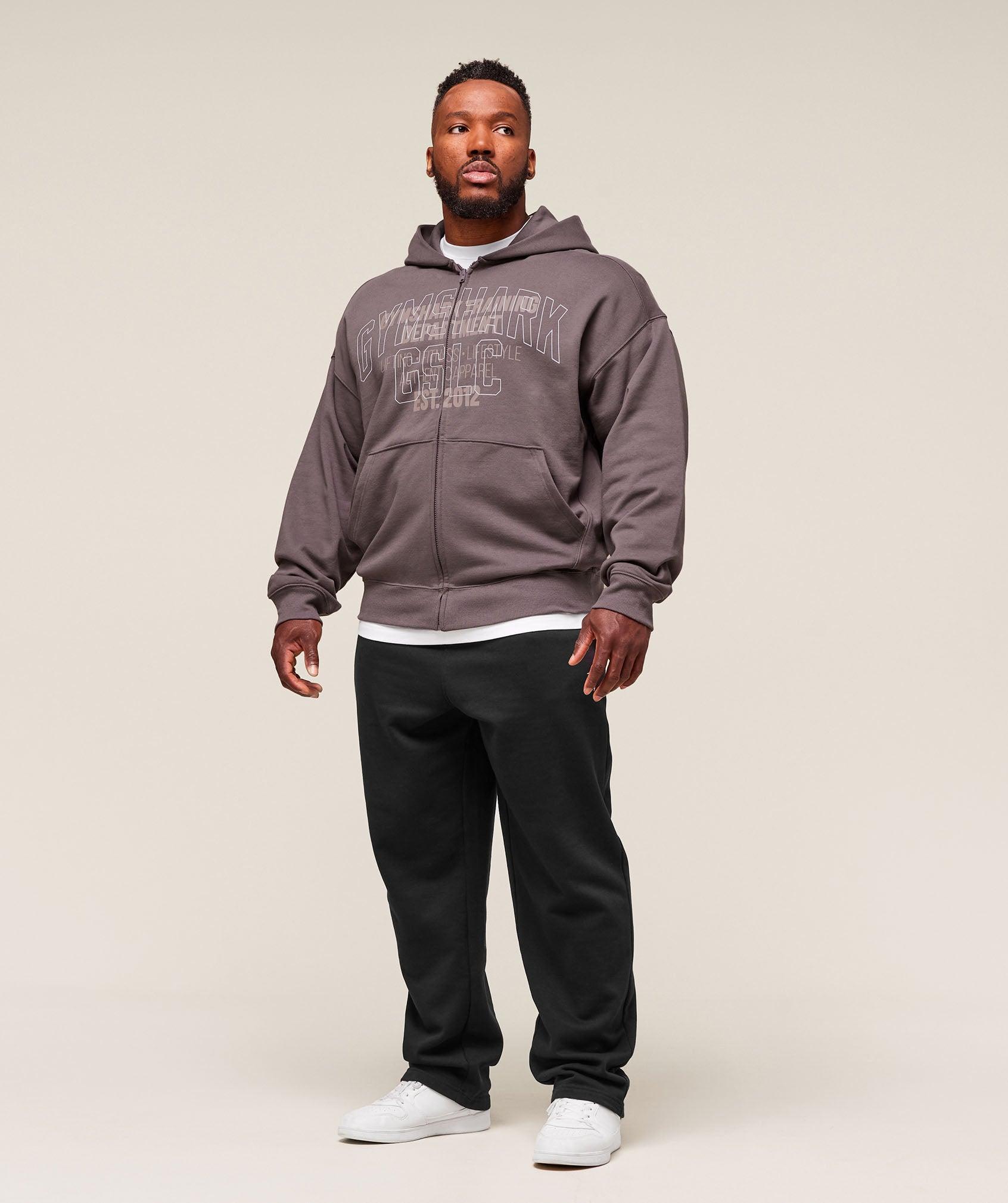 Gymshark Authentic Apparel Zip Up Hoodie - Brushed Purple Male Product Image