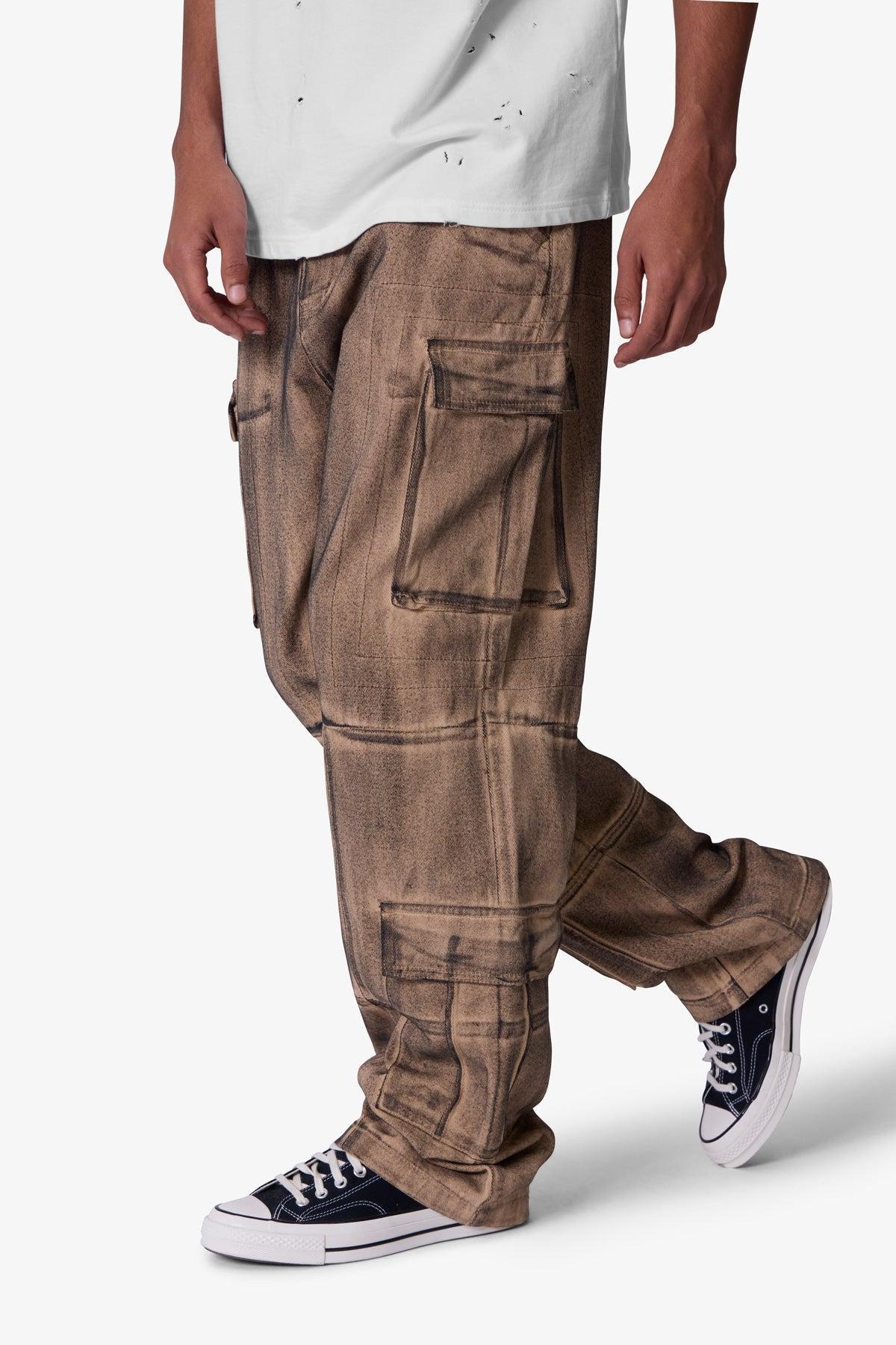 Ultra Baggy Burnt Down Cargo Pants - Cream Product Image
