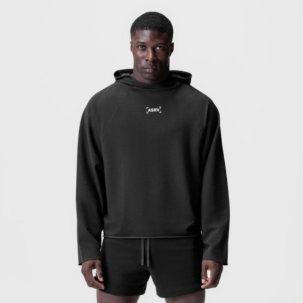 0958. Micro-Terry Raw Hem Hoodie - Space Grey Product Image