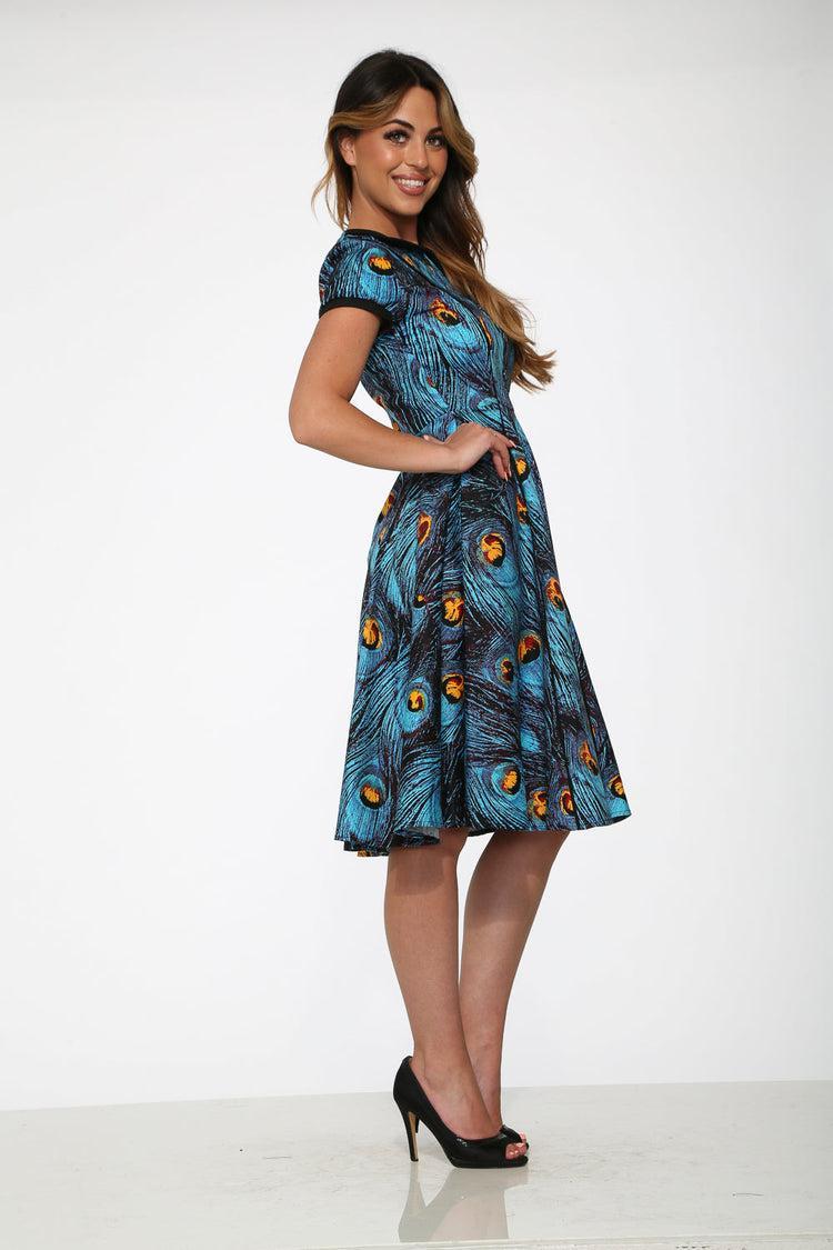 Blue Peacock Swing Dress Product Image