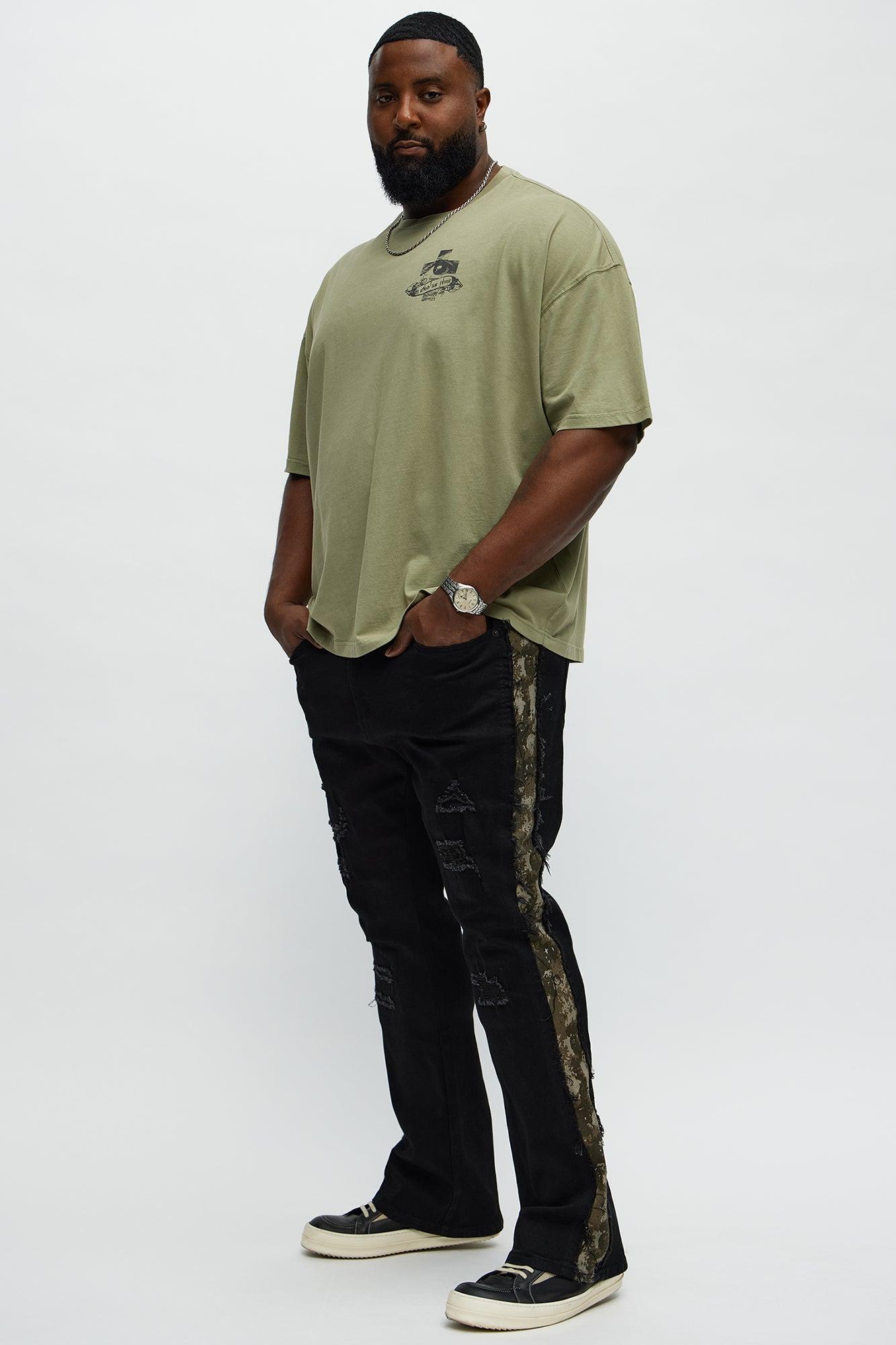 Cover Me Camo Ripped Stacked Skinny Flare Jeans - Black Product Image