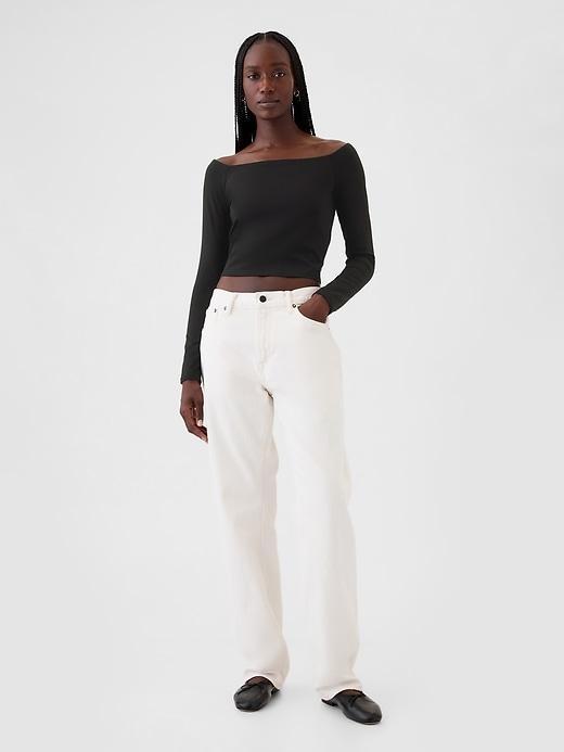 Modern Cropped Off-Shoulder T-Shirt Product Image
