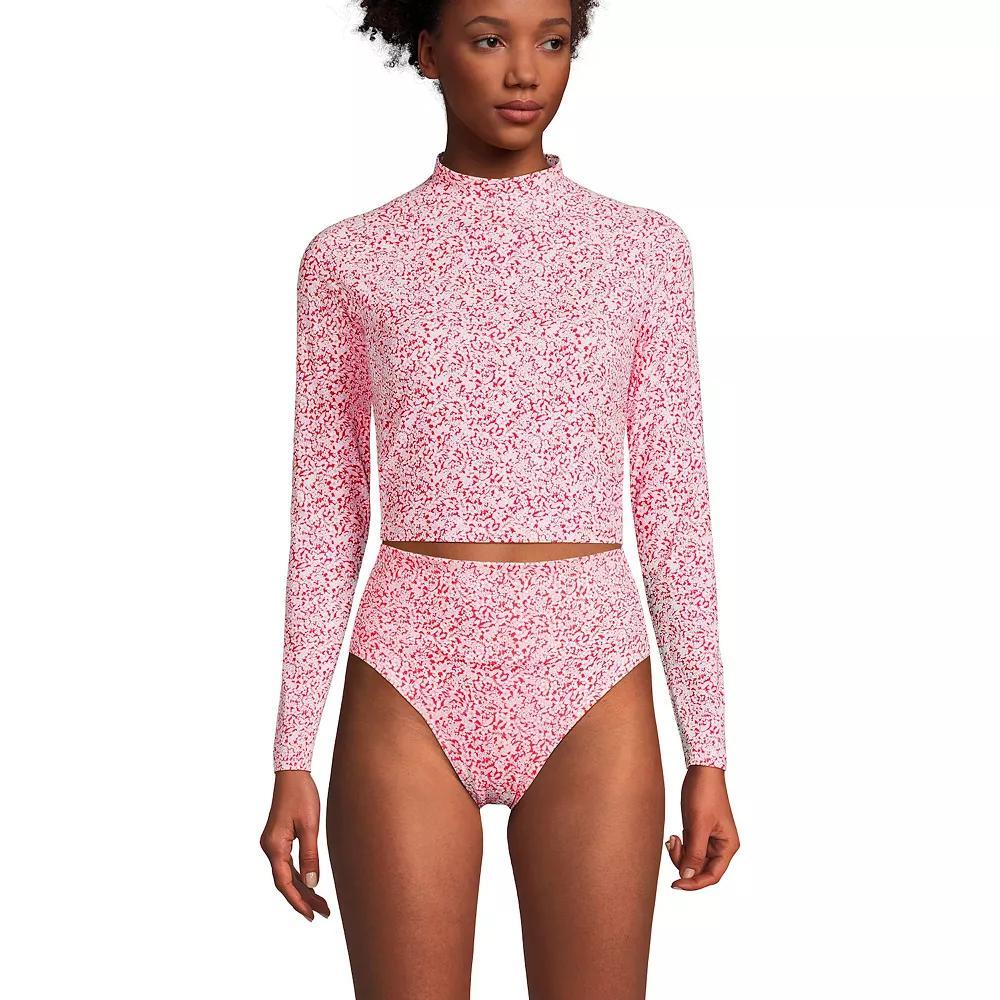 Women's Lands' End Long Sleeve Cropped UPF 50 Rash Guard Swim Top, Size: Small, Wild Purple Dark Wine Product Image