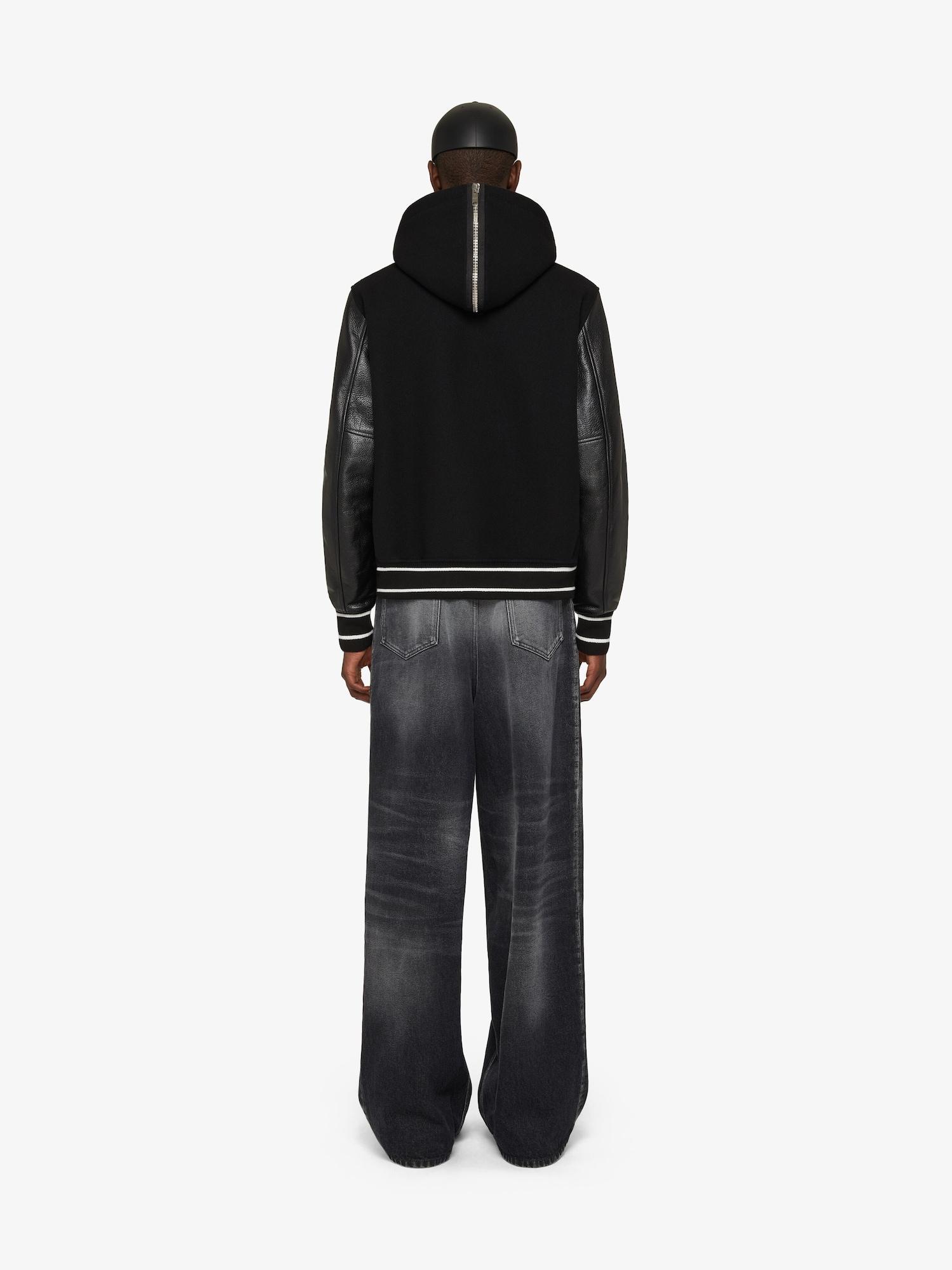 GIVENCHY hooded varsity jacket in wool and leather Product Image